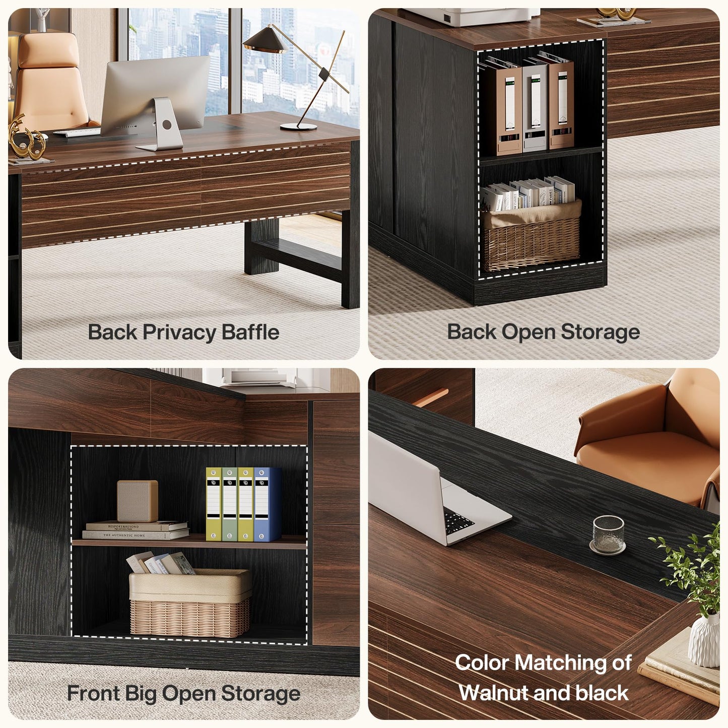 Tribesigns 78" L Shaped Executive Desk, Large Office Computer Desk with Drawers and Lateral File Cabinet, Modern Business Furniture Workstation with Storage Shelves for Home Office