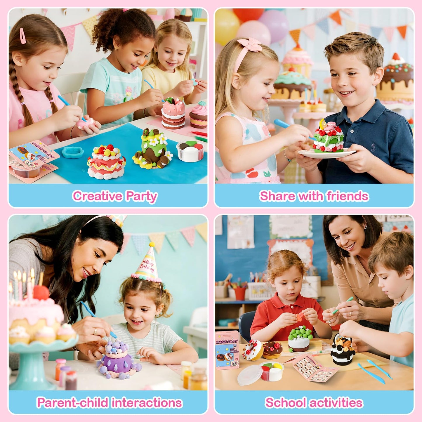 Air Dry Clay for Kids Modeling Clay Kit, 12 Boxes Model Magic Molding Clay with Tools & Tutorial, Non-Sticky, Arts and Crafts for Kid Ages 4-8 8-12 Girl Birthday Gift, Cake Party Favor Classroom Prize