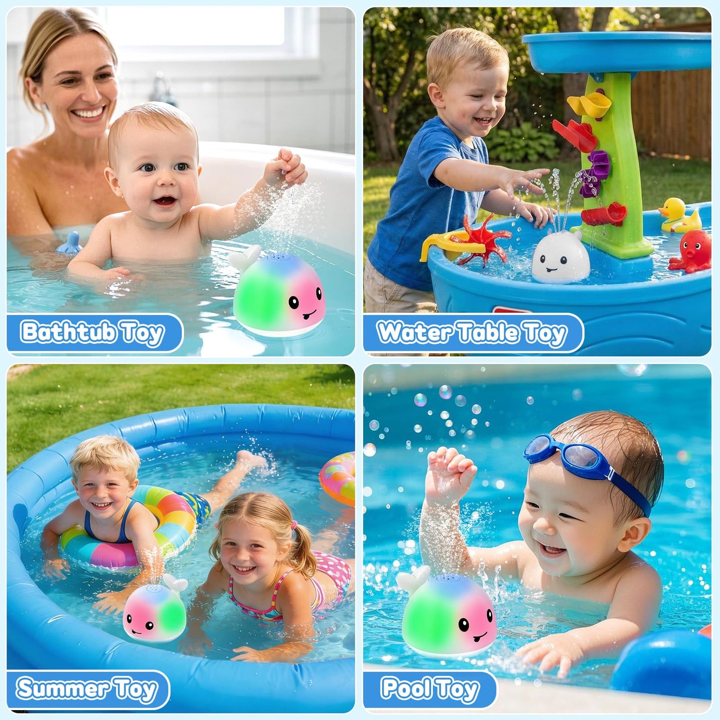 Baby Bath Toys for Kids Ages 1-3, Pool Water Toys for Baby 1 2 3 Year Boy Girl, Whale Bath Toy Sprinkler Light up Bath Toys for Babies 6-12 Months, Toddlers Bathtub Toys Baby Birthday Gifts