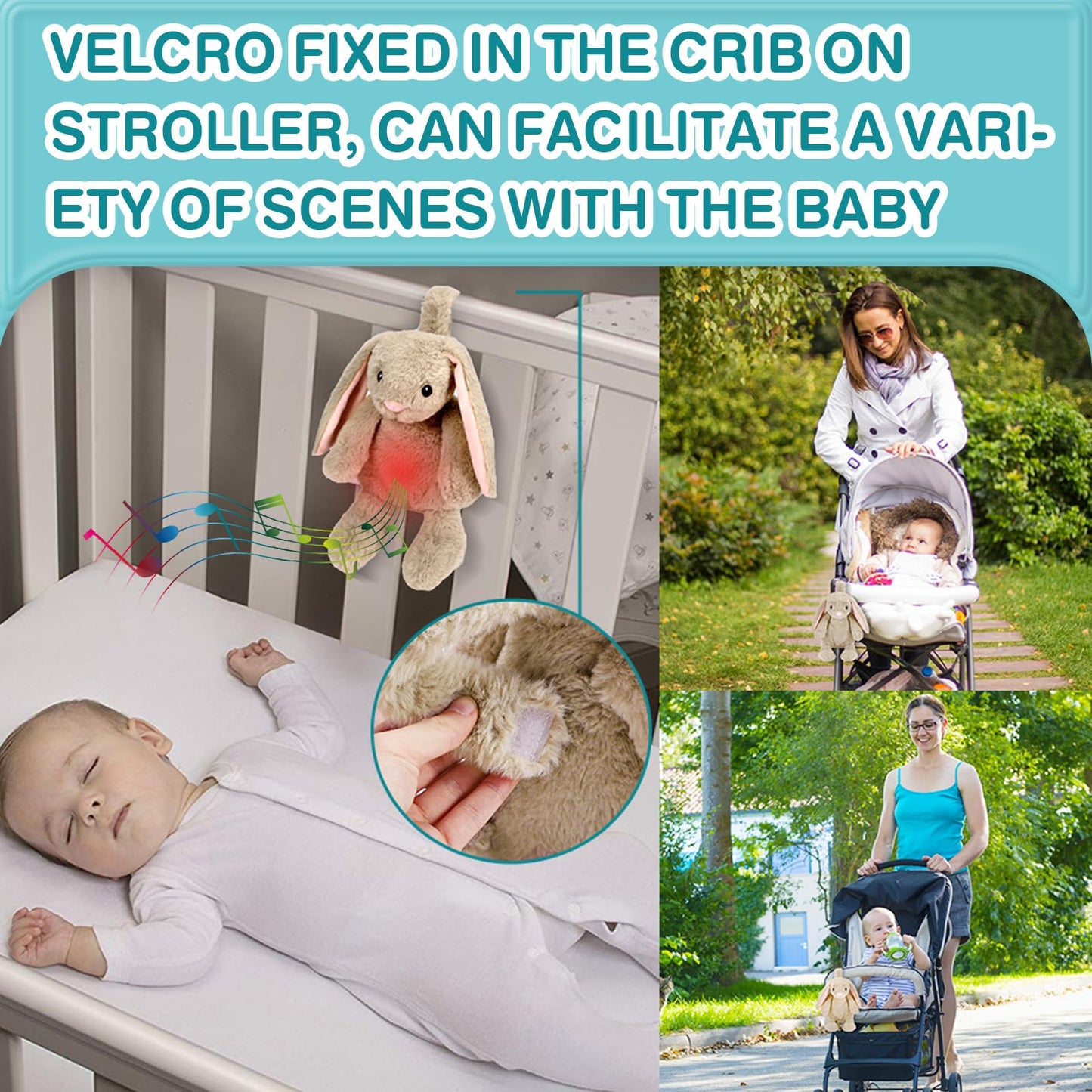 Dearbaby Baby Soother Cry Activated Sensor Toys,Heartbeat Bunny for Babies,Plush Stuffed Animal for Newborn Infants,Baby Toy Vibrating with Mom’s Heartbeat,Baby Shower Gifts for Girls and Boys