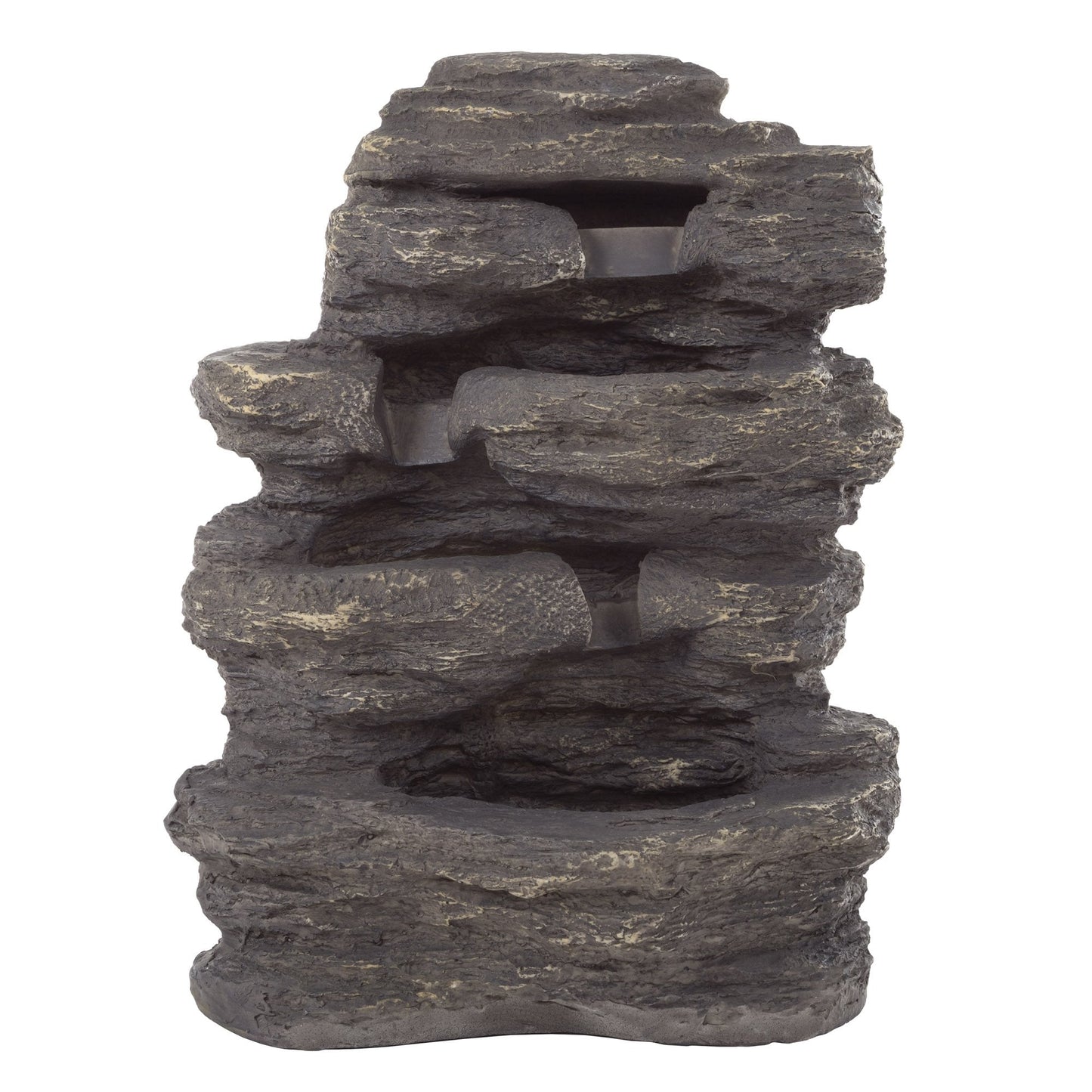 3-Tier Outdoor Water Fountain - Cascading Faux Rock Waterfall with Soothing Natural Sound for Patios, Porches, and Decks by Pure Garden (Gray Stone)
