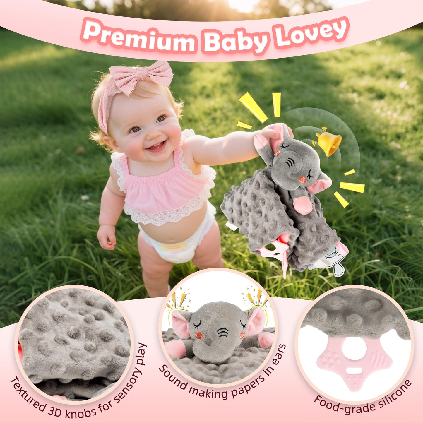 Totiro Newborn Baby Girl Gift, 9 Pcs Baby Gifts for Girls Newborn Essentials, New Baby Girl Gift Basket Baby Shower Gender Reveal Gifts, New Mom Gift Swaddle Blanket Bunny Rattle Gift Set