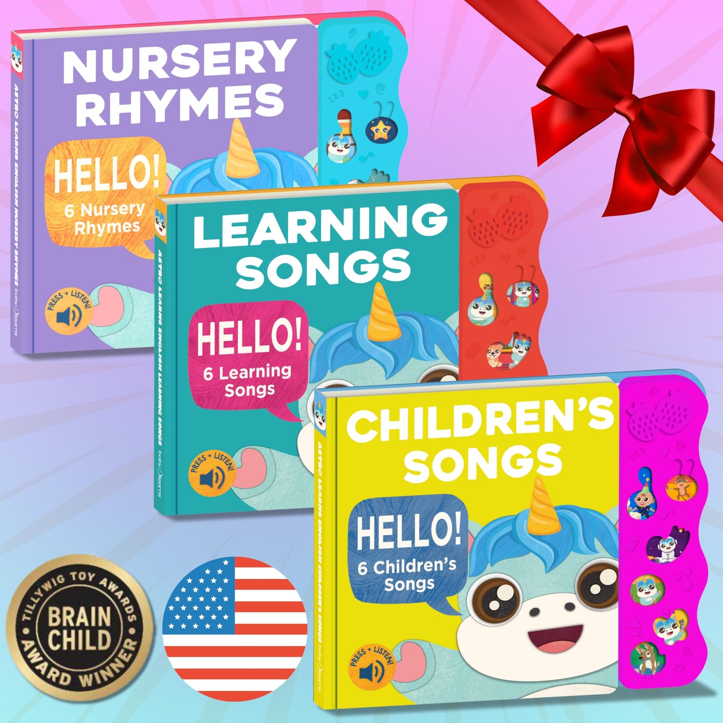 Astro Learns English Children's Songs — Musical Toys & Interactive Sound Board Books for Toddlers 1-3, Singing & Nursery Rhymes for Babies, Educational Talking Musical Toy, Sing Along Songs