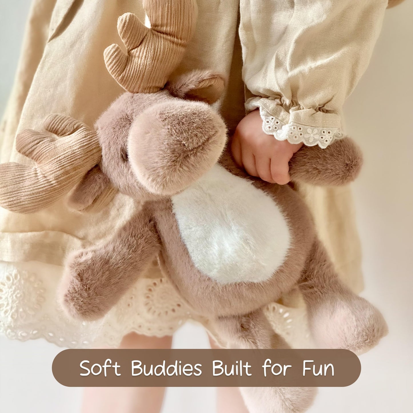 Moonkie Hug & Go™ Bunny Toddler Backpack – Soft Plush Bag with Detachable Toy for Girls Aged 2–4 | Perfect for Daycare, Travel & Birthday Gifts