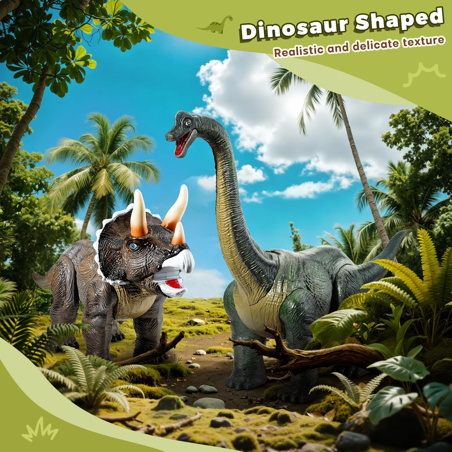 Twinkoo Dinosaur Ride On Toy Cars for Kids, Realistic Triceratops Push Car with Three Sound Effects,Sound and Light Effects PP Wheels for Indoor/Outdoor Play,Best Gift for Kids(Triceratops)