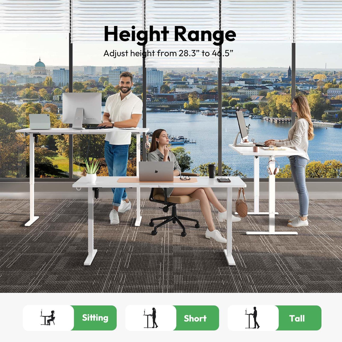 Gamork Electric Standing Desk with Keyboard Tray,48x24 inches Adjustable Height Stand Up Desk,3 Preset Heights,Equipped with Hooks,Raising Desks for Home Office and Computer Workstation,Black