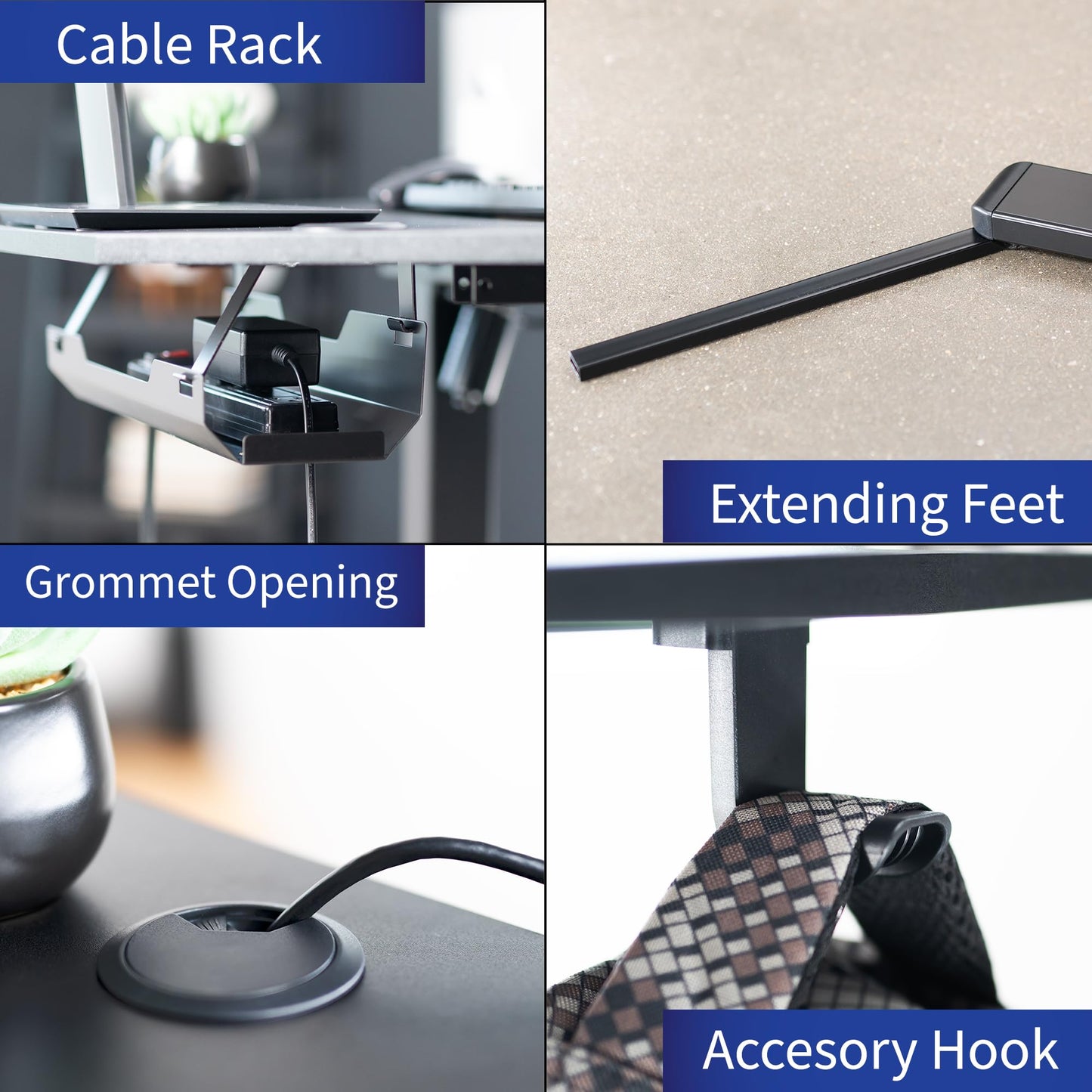 VIVO Electric Corner L-Shaped 47 x 47 in Standing Desk, Memory Height Adjustment, Black Top Black Frame, DESK-E1L94B