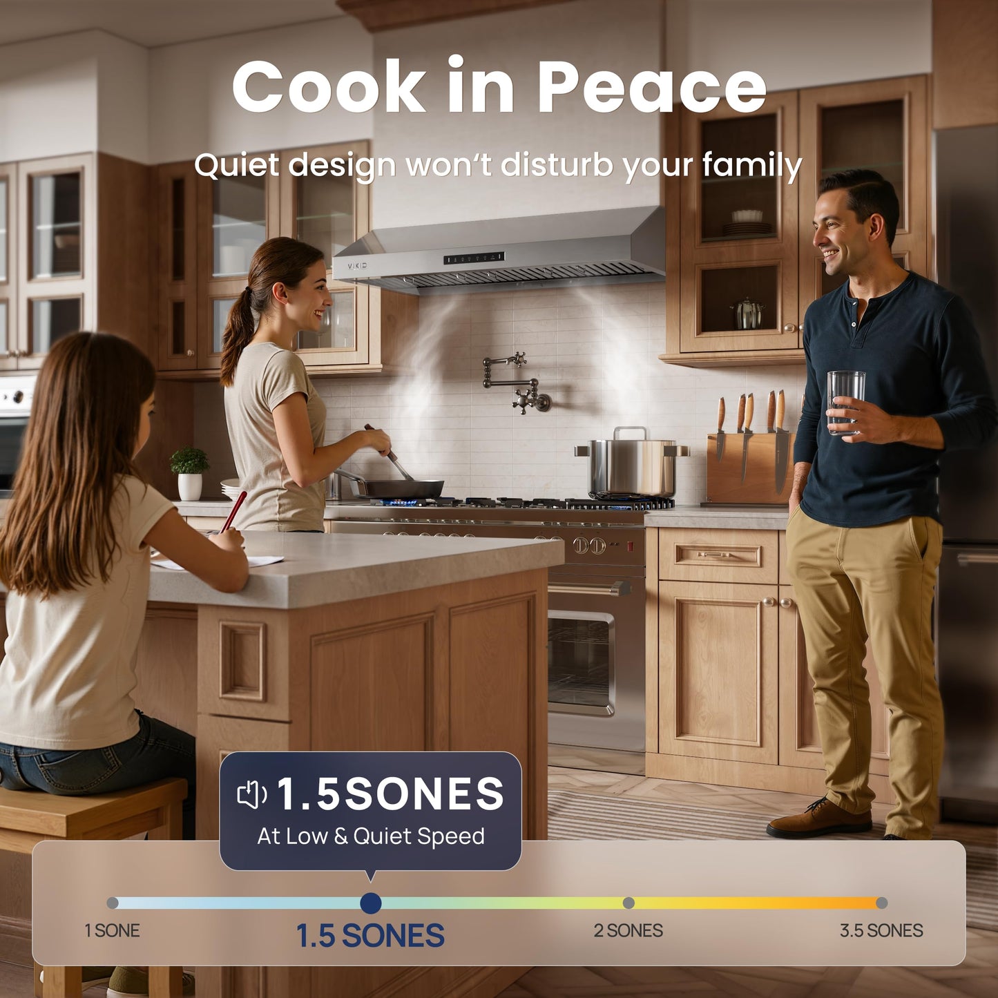 VIKIO HOME 30 inch Range Hood Stainless Steel(PVD), Black Stove Hood with 1200 CFM with 1.5 Sones Quiet,3 Speed Exhaust Fan Hood Vents for Kitchen,Under Cabinet Range Hood with GU10 LED Lights