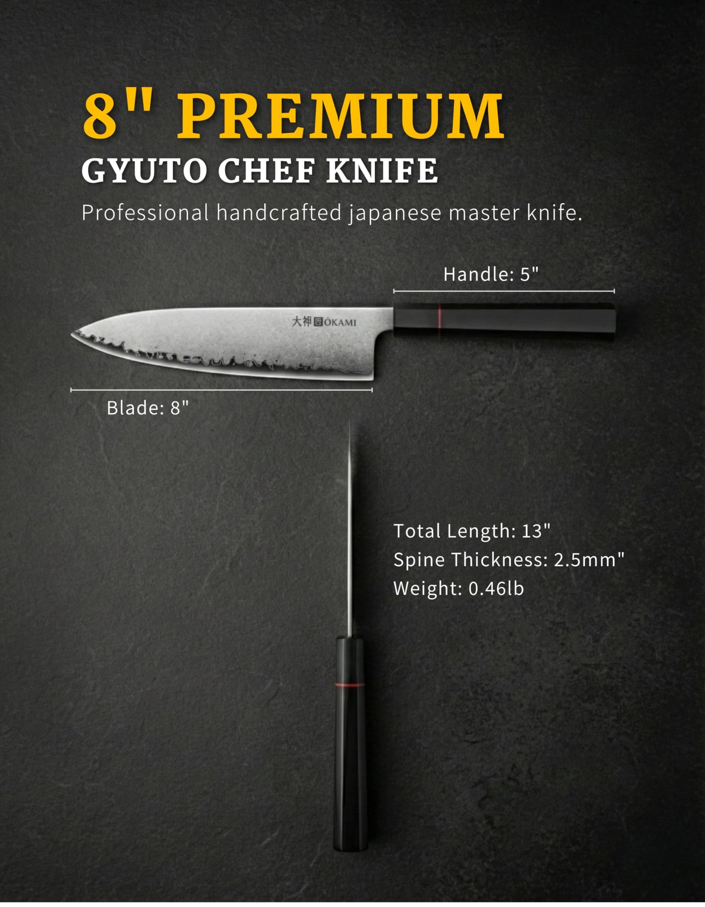 Chef Knife 8 Inch - Hand Forged Kitchen Knife with 67-Layer Japanese Damascus Steel, AUS-10 Core & G10 Handle - Ultra Sharp, Perfectly Balanced Gyuto Knife for Home Chefs and Professionals