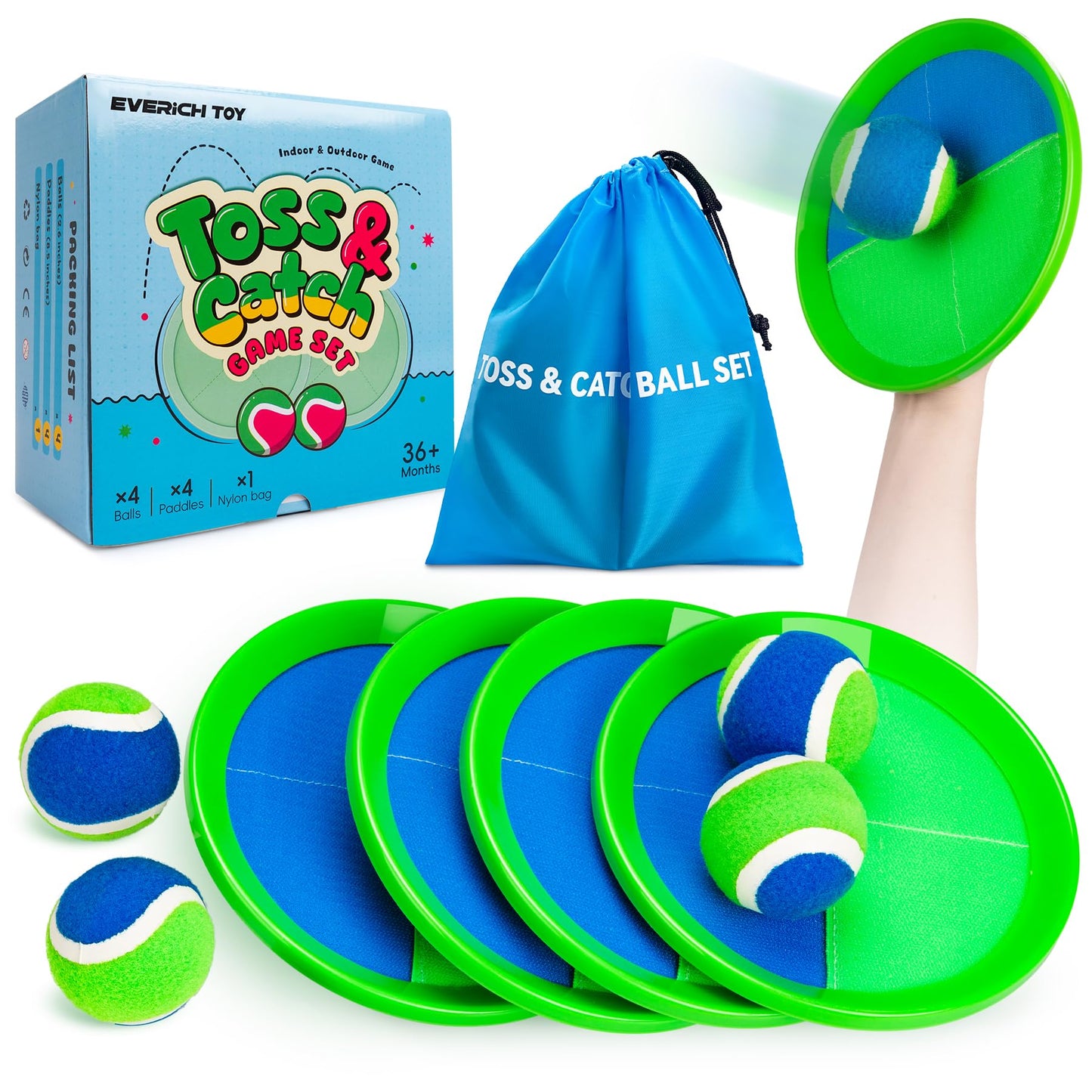 EVERICH TOY Upgraded Toss and Catch Ball Game Set, Beach Pool Toys Outdoor Games for Kids Toys, Outside Family Lawn Yard Games, for Boys Girls 3 4 5 6 7 8 9 10 11 12 Years Old