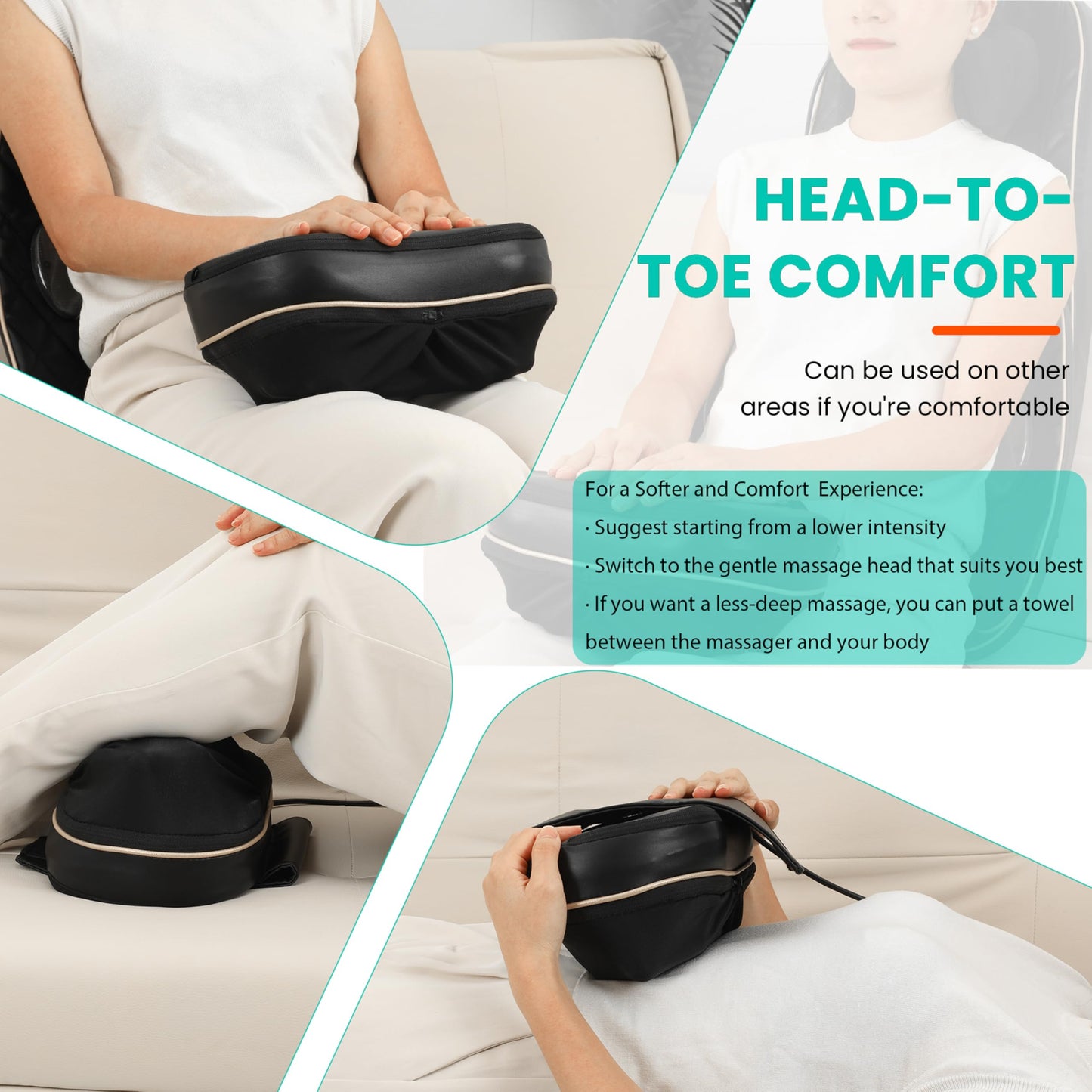 MAIBOLE Shiatsu Neck and Back Massager with Heat: Adjustable Deep Tissue Massage Cushion for Full Back, Neck, Lumbar & Hips - Fits Office Chair, Recliner, Upgraded Version