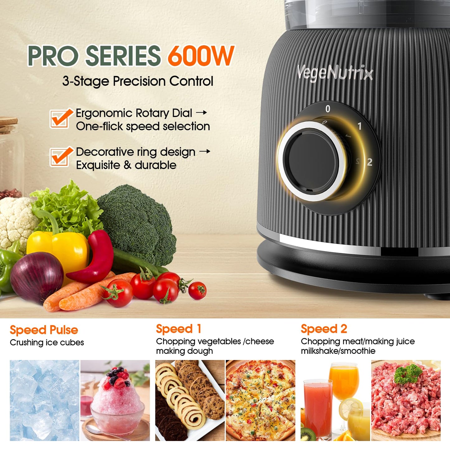 Food Processor and Blender Combo, 88 oz Food Chopper for Meat, Vegetable and Dough, 70 oz 600W Glass Jar Blender with 2 Speeds and Pulse for Smoothie, Nutrient Extractions, and More