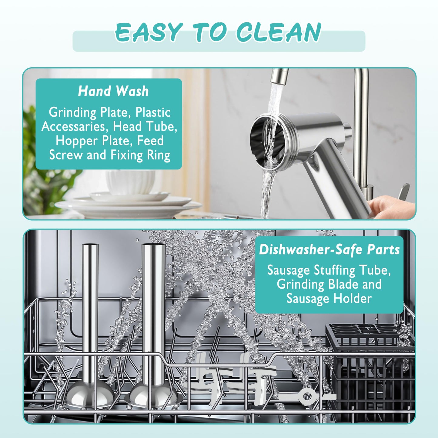Metal Meat Grinder Attachments for Kitchen Aide Stand Mixers,16Pcs Meat Grinder Accessories Set,Sausage Stuffer,Replace KSMFGA KSMMGA Attachment for Kitchen Aid Standing Mixer,Easy to Use and Clean