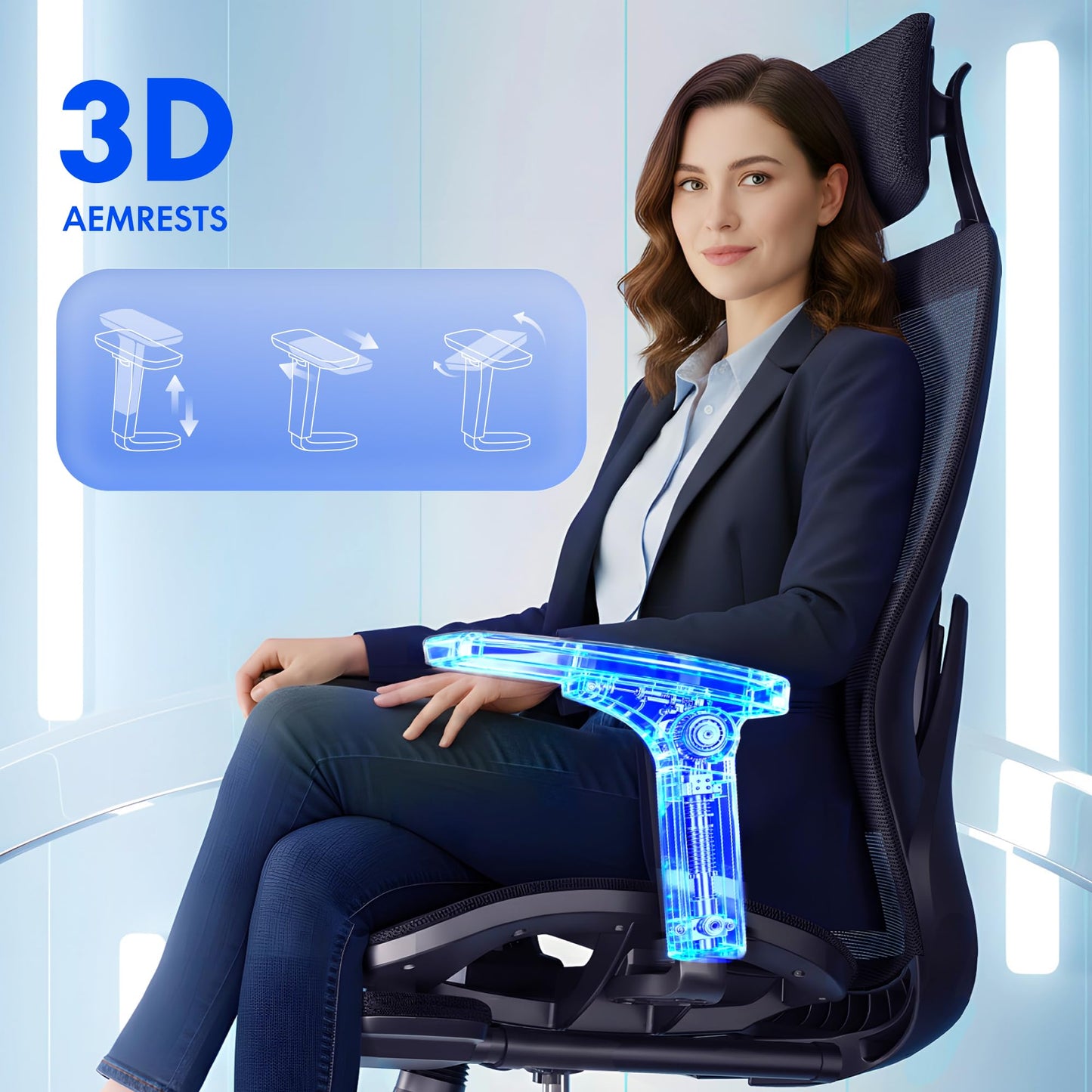 FLEXISPOT MasterEase Massage Office Chair with Footrest, High Back Ergonomic Desk Chair with Adjustable Headrest, 3D Armrests, 2D Lumbar Heated Massage, 4-Position Recline, Foam Seat, Black