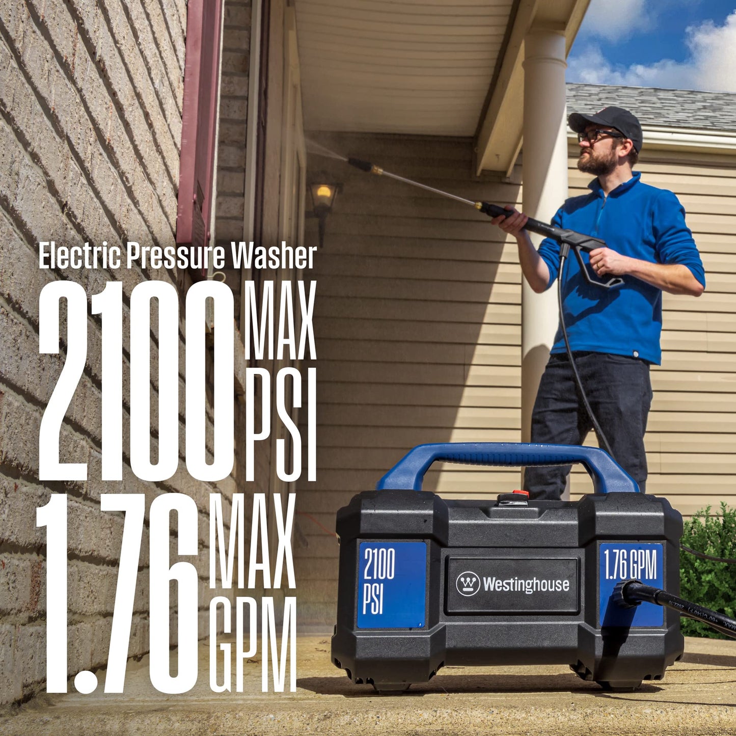Westinghouse ePX3100v Electric Pressure Washer, 2100 Max PSI 1.76 Max GPM, Built-in Carry Handle & Universal 15” Pressure Washer Surface Cleaner Attachment