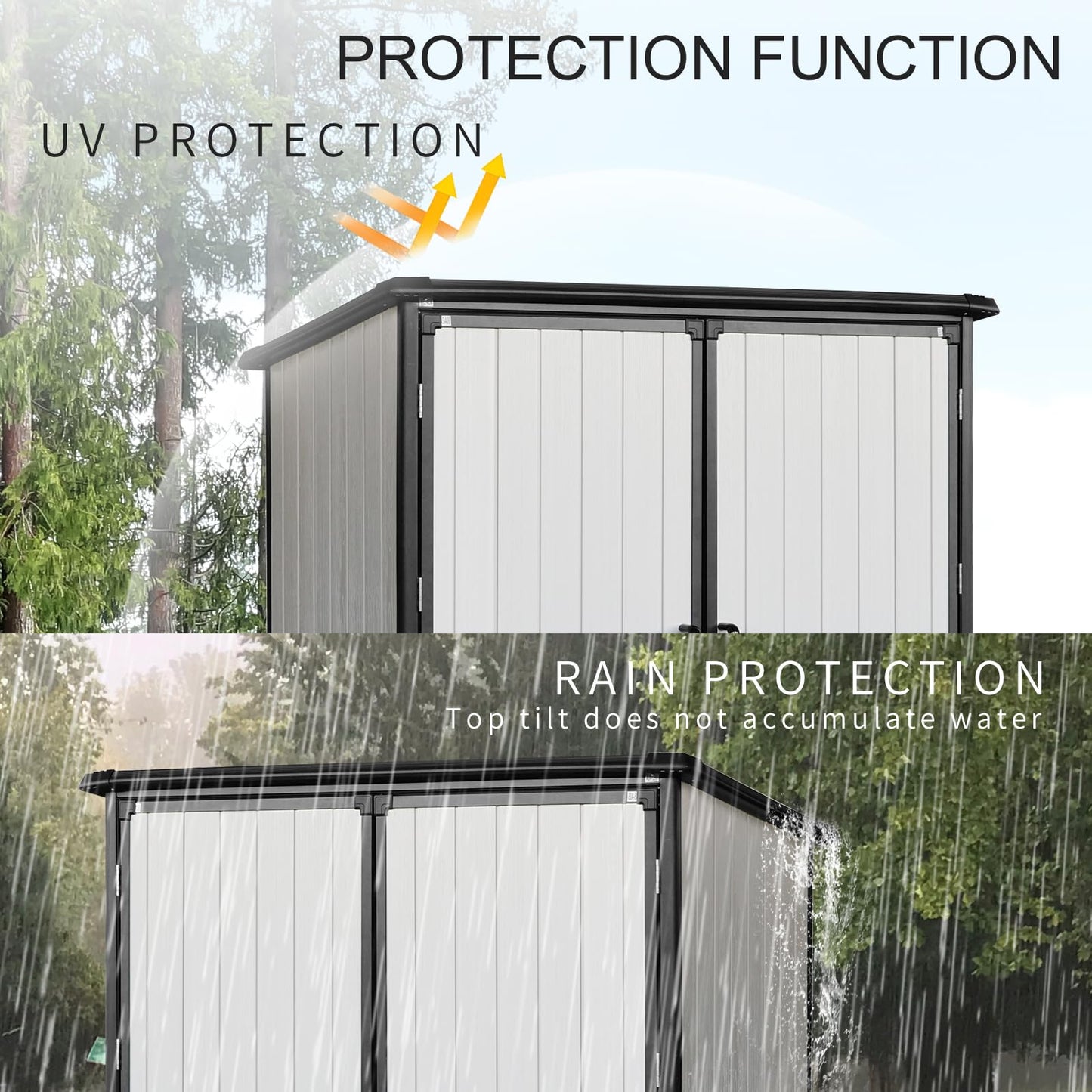 KEIKI 5x3 FT Outdoor Storage Shed Waterproof Resin Cabinet Polypropylene Frame with Lockable Doors for Bikes and Patio Furniture Tools