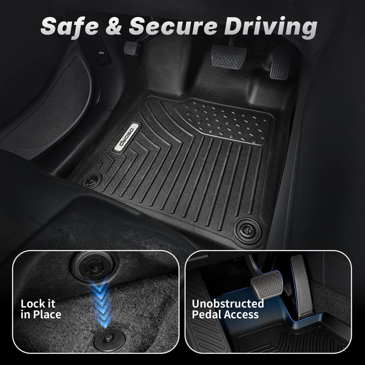 OEDRO Floor Mats Fit for 2019-2026 for Chevy Silverado/GMC Sierra 1500, 2020-2026 2500HD 3500HD, Double Cab with 1st Bench Seats, NO Rear Underseat Storage Box, All Weather TPE Floor Liner Set