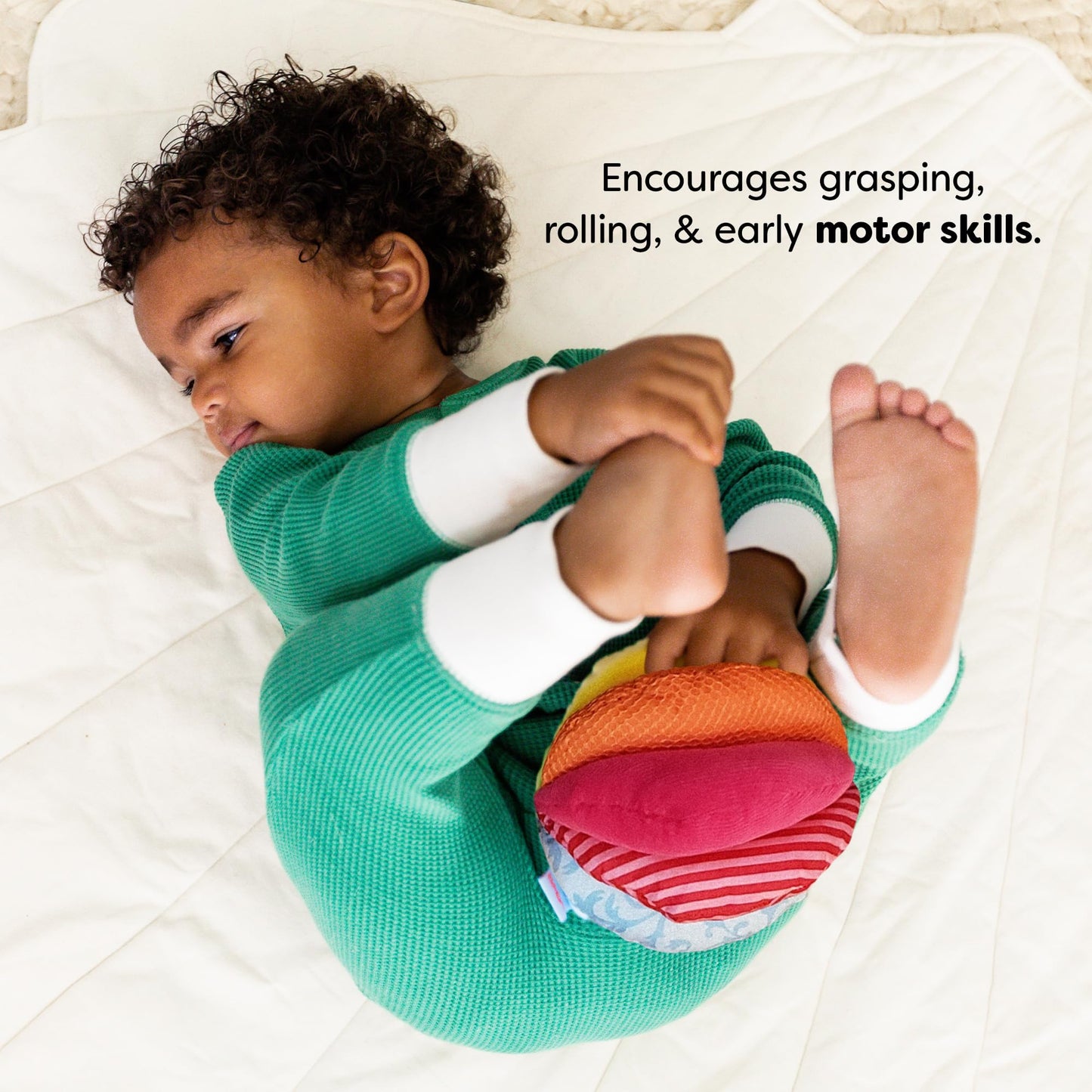 HABA Rainbow Baby Ball - Machine Washable Sensory Toys - Ideal Baby Toy for Teething, Tummy Time Toys for Ages 6 Months & up