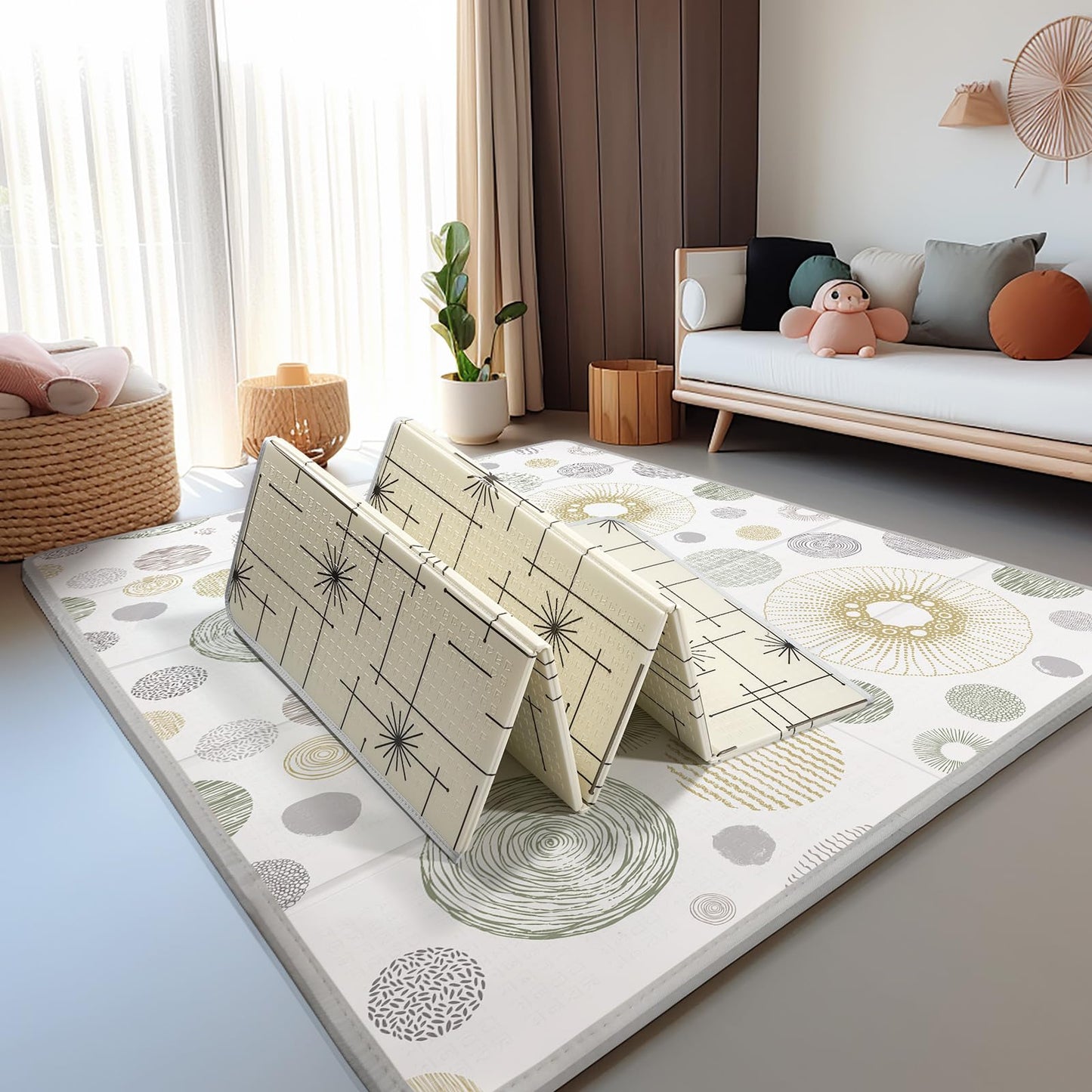 79x71 Baby Play Mat, Extra Large Baby Play Mat for Floor, Foldable Play Mats, Waterproof, Thick, Non-Toxic, Reversible Baby Floor Mat, Safe for for Babies, Infants and Toddlers, Indoor/Outdoor Use