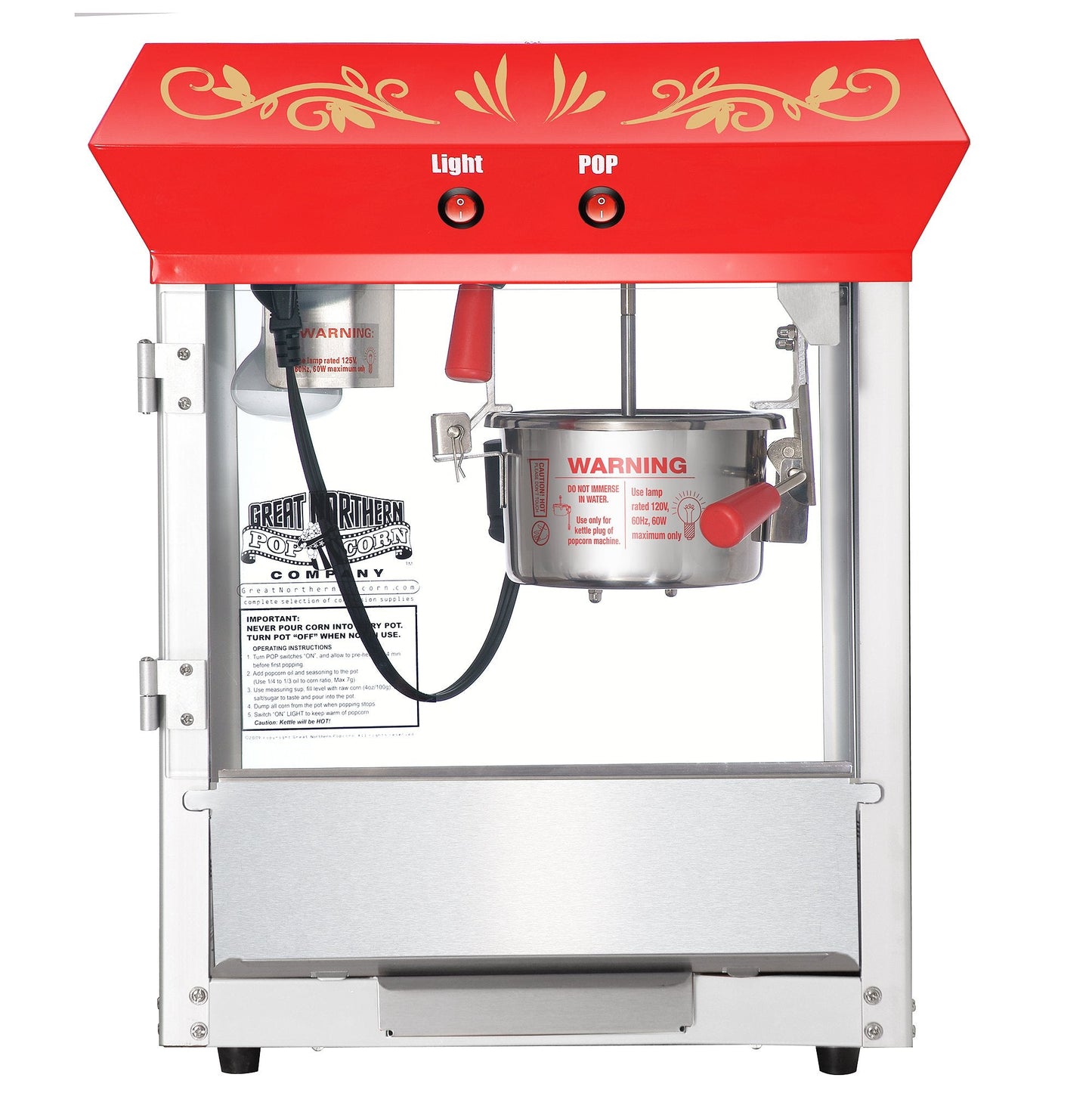 6112 Great Northern Popcorn Red Foundation Top Popcorn Popper Machine, 4 Ounce