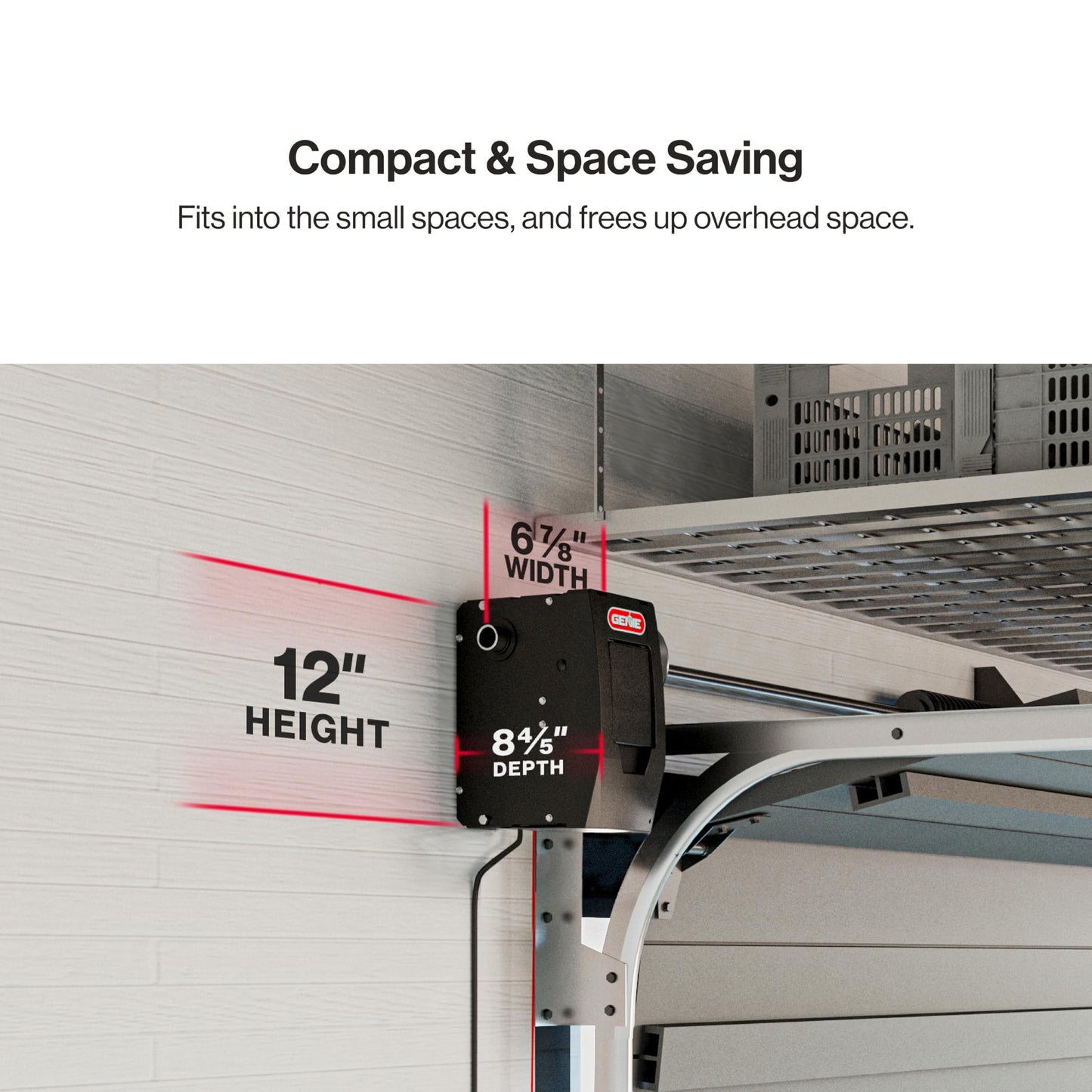 Genie 6172H-O Wall Mount Smart Garage Door Opener with Aladdin Connect, Wall Mounted Compact Space Saving Opener