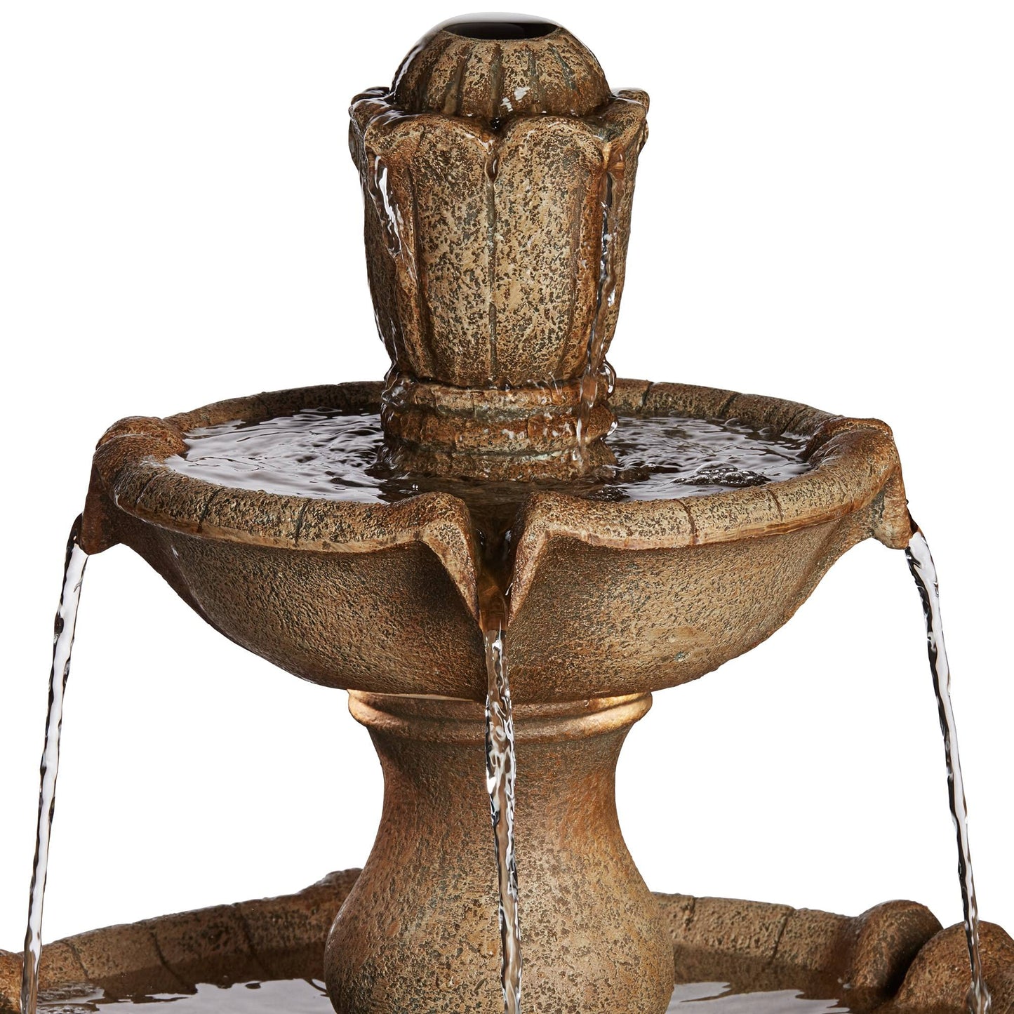 Arosco Modern Rustic Outdoor Floor Water Fountain with Light LED 43" High 3-Tiered Resin for Garden Patio Yard Deck Home Lawn Porch House Relaxation Exterior - John Timberland
