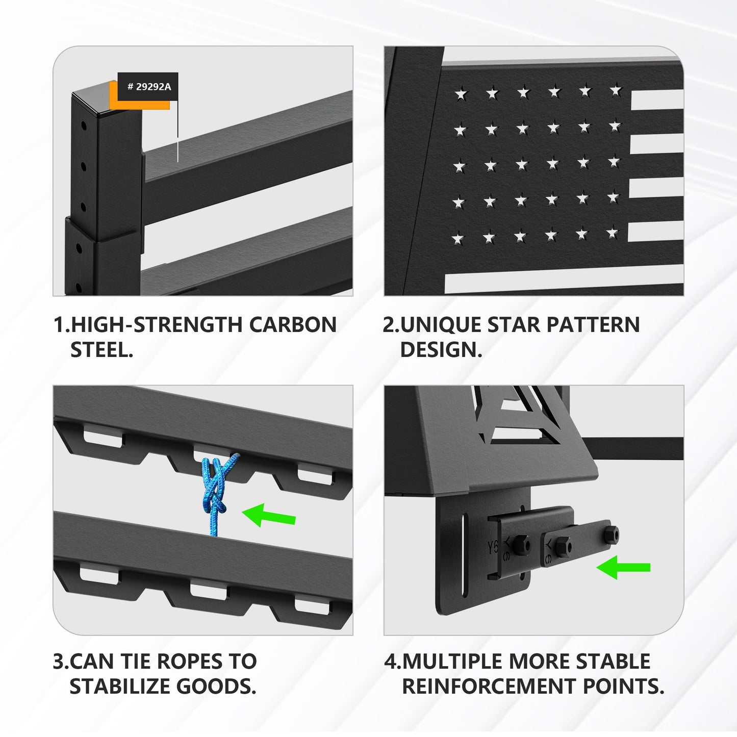 YZONA Headache Rack Extendable Sport Roll Bar Compatible with Ford F150/ Titan/Silverado 1500 & GMC Sierra 1500/ Frontier/Toyota Tundra/Chevy Colorado & GMC Canyon/Toyota Tacoma/Gladiator JT