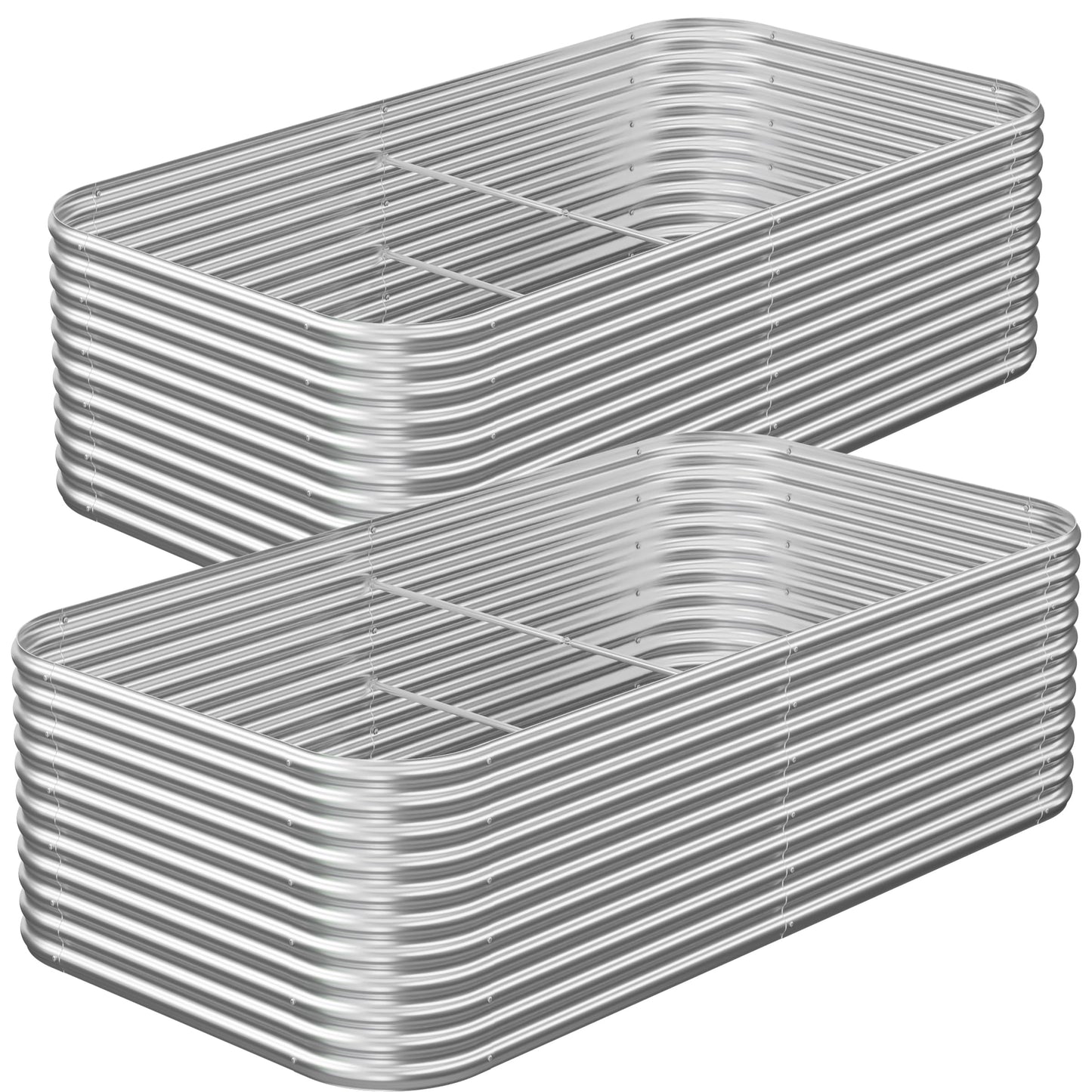 OZMSHF 2 Pack Tall 8x4FT Raised Beds for Gardening, Corrugated Galvanized Steel Raised Garden Bed, Outdoor Metal Above Ground Garden Bed for Vegetables and Flowers