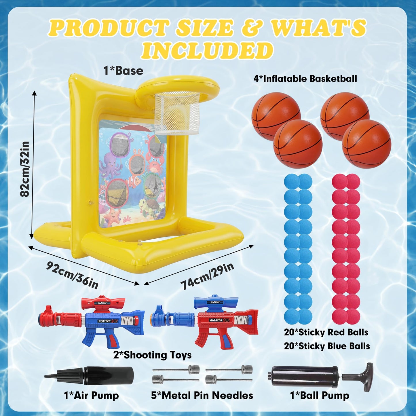 Gerosi Pool Toys for Kids & Adults, 2-in-1 Shooting Target Game & Pool Basketball Hoop, Family Pool Toy for Summer Swimming Pool Games, Pool Party Games and Backyard Fun