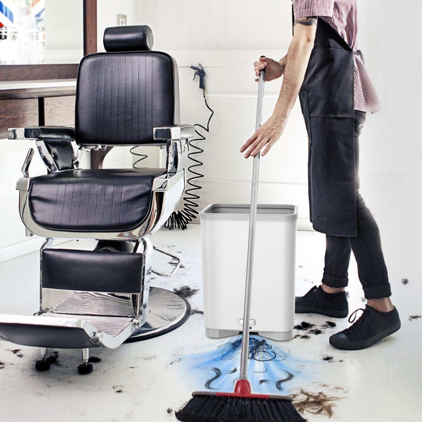Timnbo Touchless Vacuum Automatic Dustpan Great for Pet Hair/Food Crumbs/Dirt 4000PA Powerful Suction, Hair Vacuum for Salons Automatic Sensors, White Canister Vacuum Cleaner