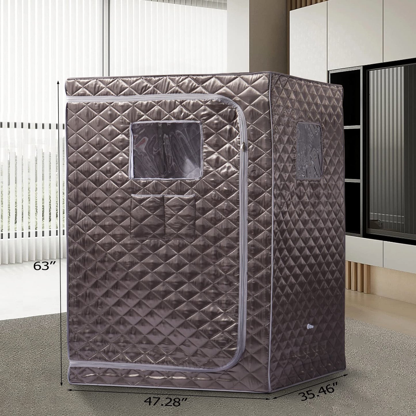 Smartmak Full Size Steam Sauna, One or Two Person Whole Body Large Space Home Spa, 4L Steamer Included-Darkgrey