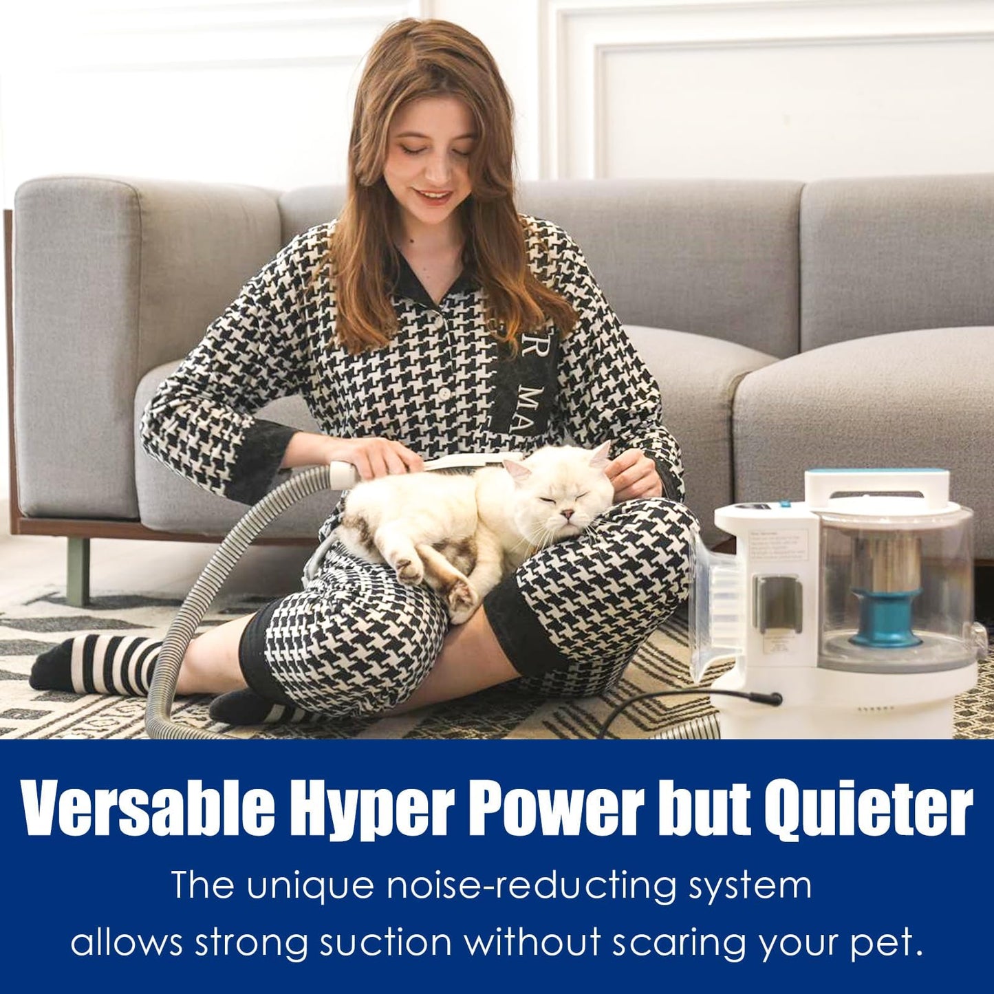 PROMOMO Pet Grooming Kit with 3.4L Oversized Vacuum Suction - 99% Pet Hair Removal - Professional Dog Clippers & Shedding Tools for Cats, Teddy, Poodle, Golden Retrievers (Pearl White)