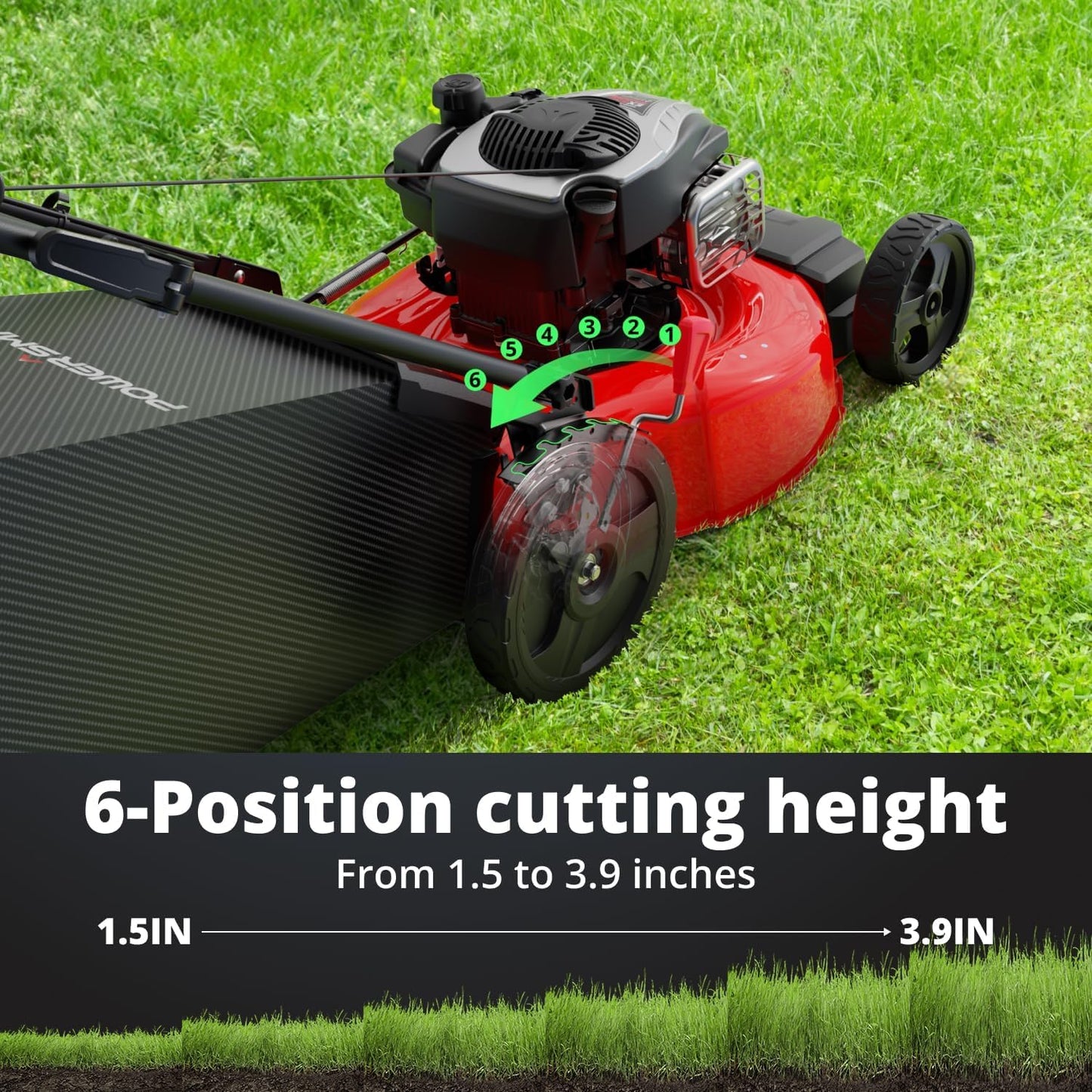PowerSmart 21" B&S Engine 140cc Self-Propelled Lawn Mower – Durable Steel Deck, 6-Height Adjustments, 3-in-1 Mulching Versatility