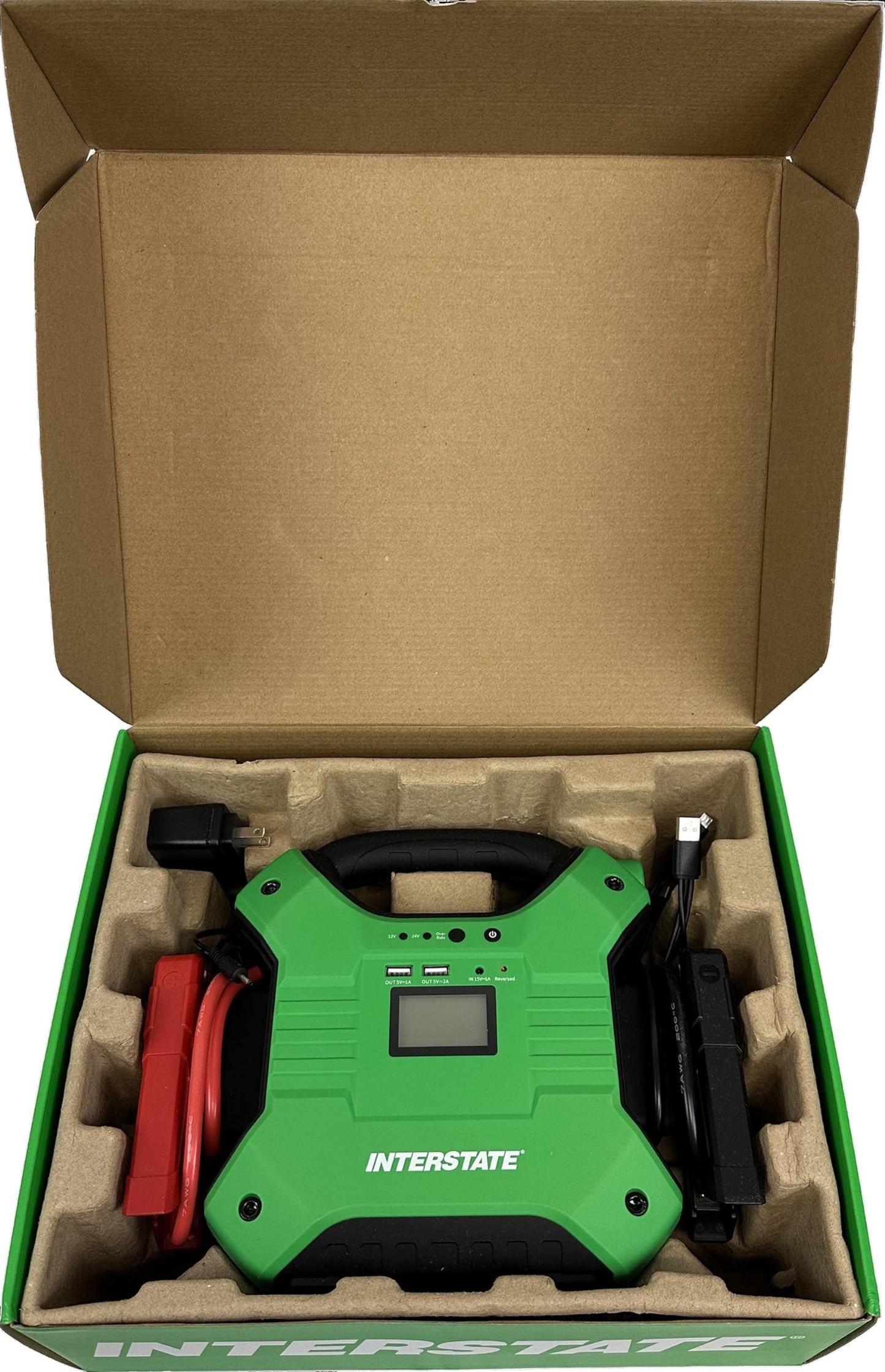 Interstate Batteries 24V, 12V Jump Starter and Charger 1200A, 600A (35,000mAH, 35Ah) Portable LED LiFePo4 Jumpstart Battery Power Pack for Automotives, USB Electronics (JMP3500)