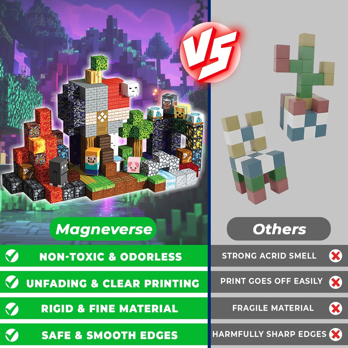 Magneverse 200 PCS 0.8in Magnetic Blocks - Magnet Toys for Boys, Magnetic Building Blocks Cubes, Stacking Magnets, School STEM Toys Birthday Gifts for Boys and Girls Age 3+ Years Old (Theme: Portal)