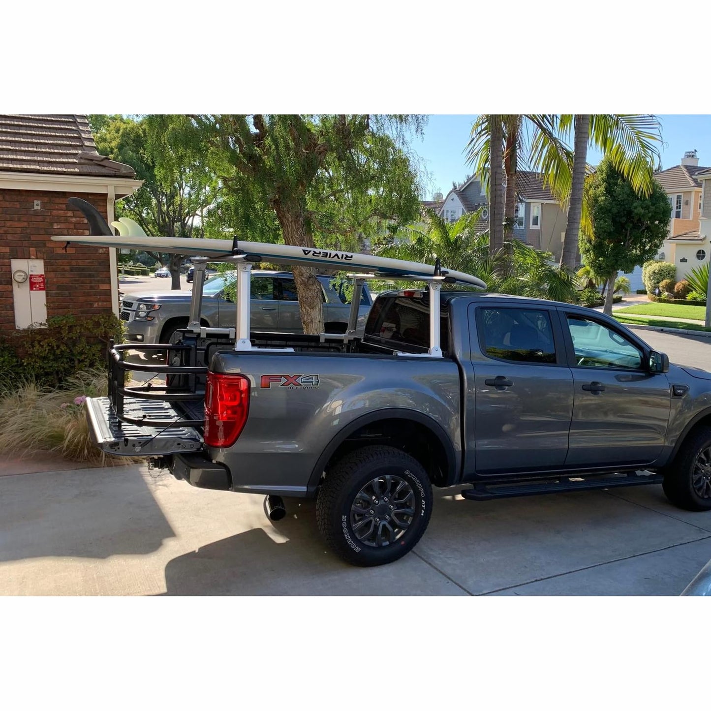 OUTPRIZE Non-Drilling Aluminum Truck Rack, Heavy Duty Width and Height Extendable Truck Bed Ladder Rack, Fit for Max 66" Wide Truck Bed, 600 lb. Capacity