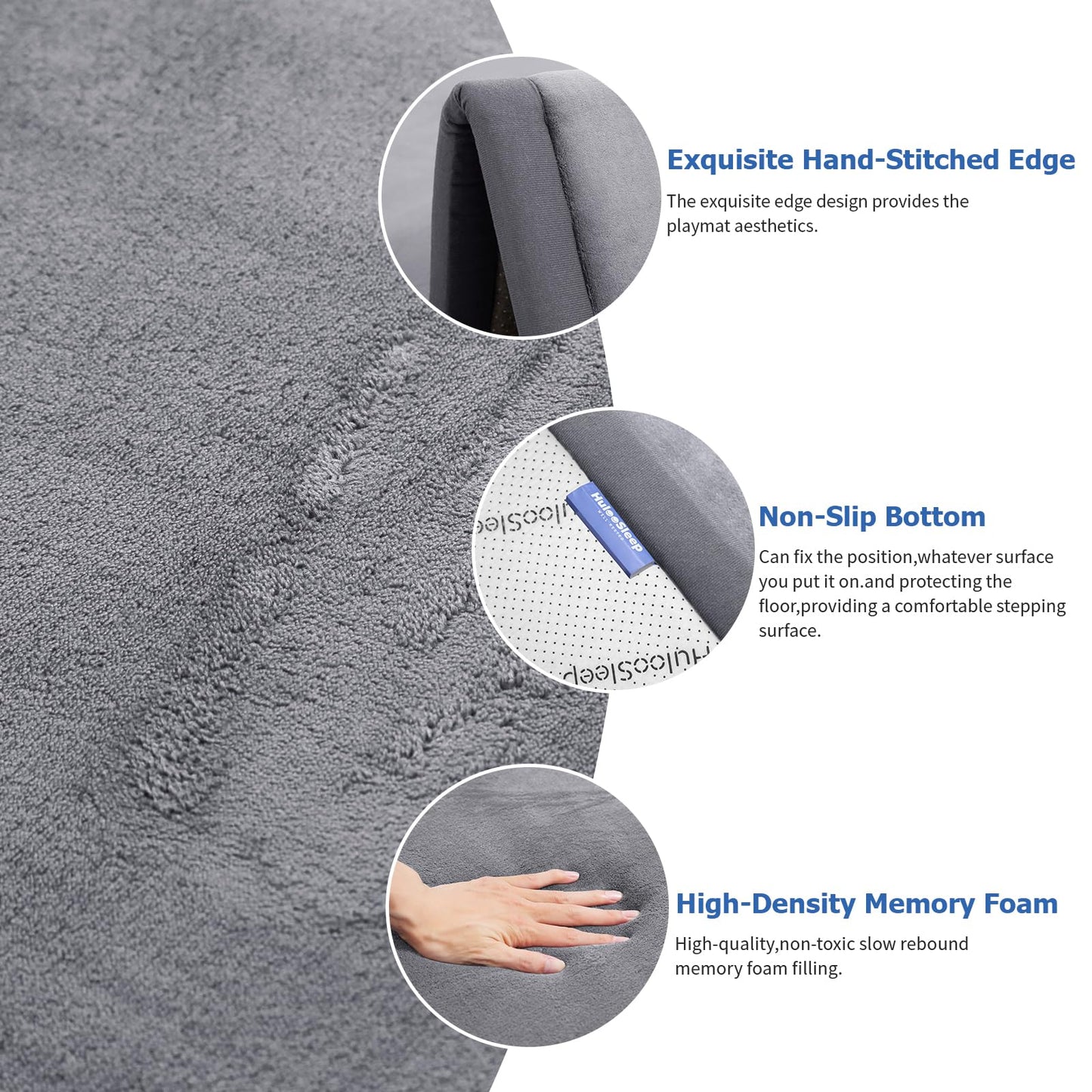 Extra Large 79"x158" Baby Activity Play Mat for Floor, 1.3" Thick Elasti Foam for Tummy Time & Crawling, Non-Slip Nursery Rug for Infants, Toddlers & Kids, Tatami Style Mat for Yoga, Living Room, Classroom & Playroom (Dark Gray)