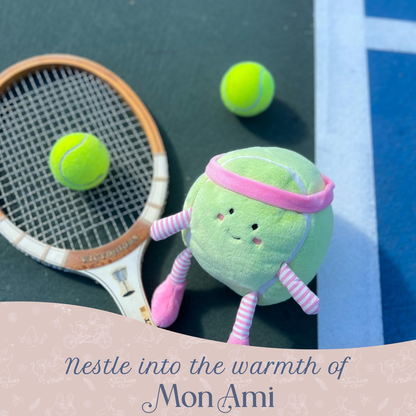 MON AMI Tina Tennis Ball 9-Inch Sports Plush Toy for Boys & Girls | Soft Tennis Stuffed Toy | Playroom Sports Décor | Gift for Kids & Toddlers
