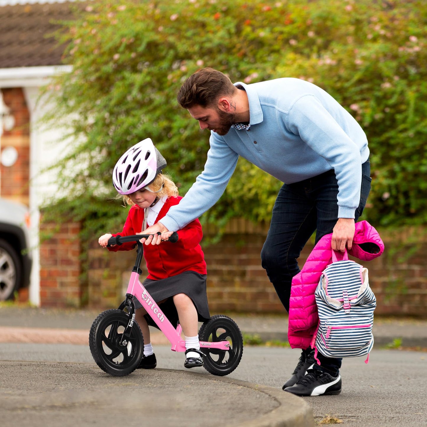 Birtech 12 Inch Toddler Balance Bike for Kids 2-6 Years Old, Adjustable Seat Height, Indoor Outdoor Toy Bicycle With No Pedals, Pink