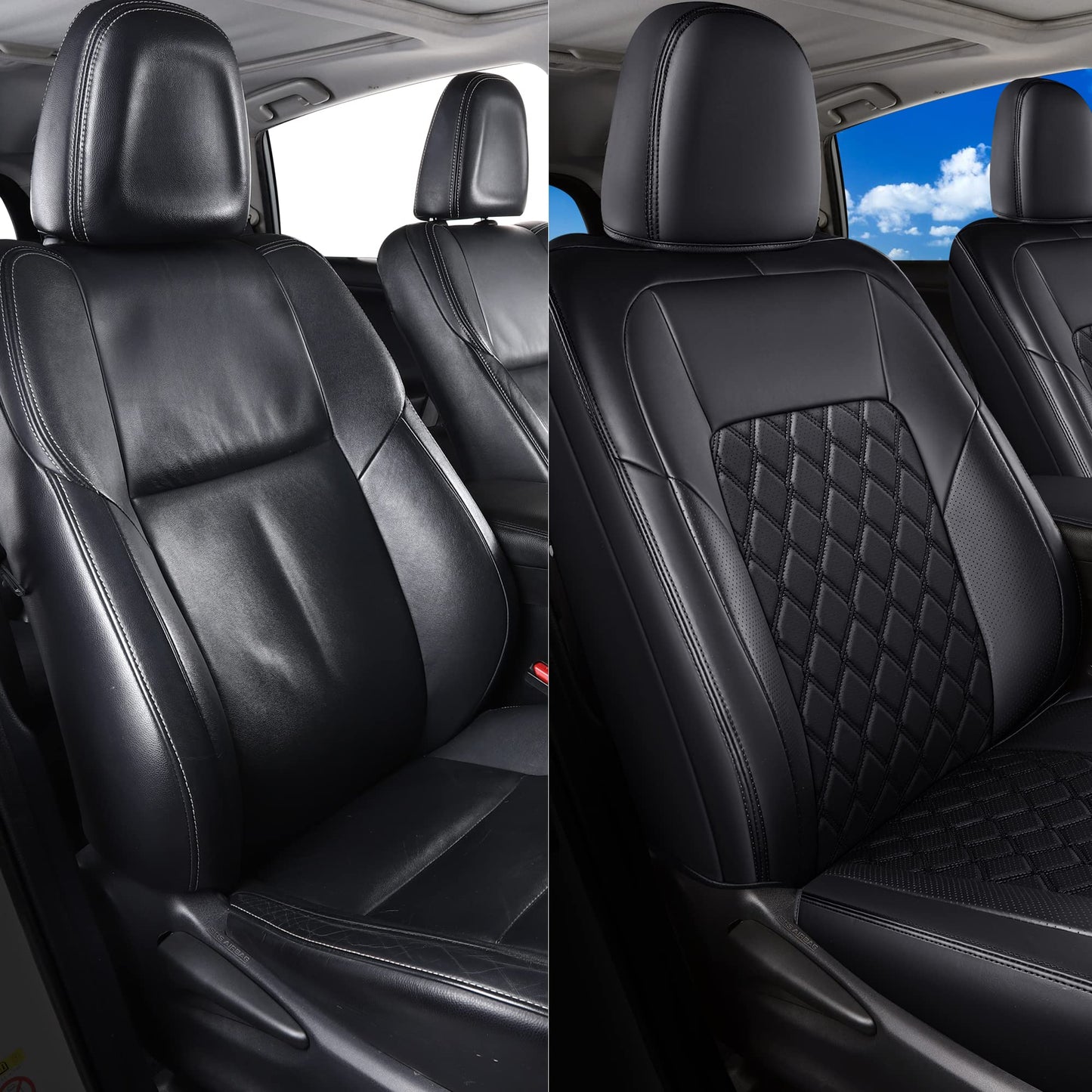 Huidasource Car Seat Covers Fit for Toyota RAV4, Full Coverage Waterproof Leather Seat Cushion Covers Full Set Fit for 2013-2018 Toyota Rav4 XLE LE XLE Premium Limited (Not for Hybrid, Black)
