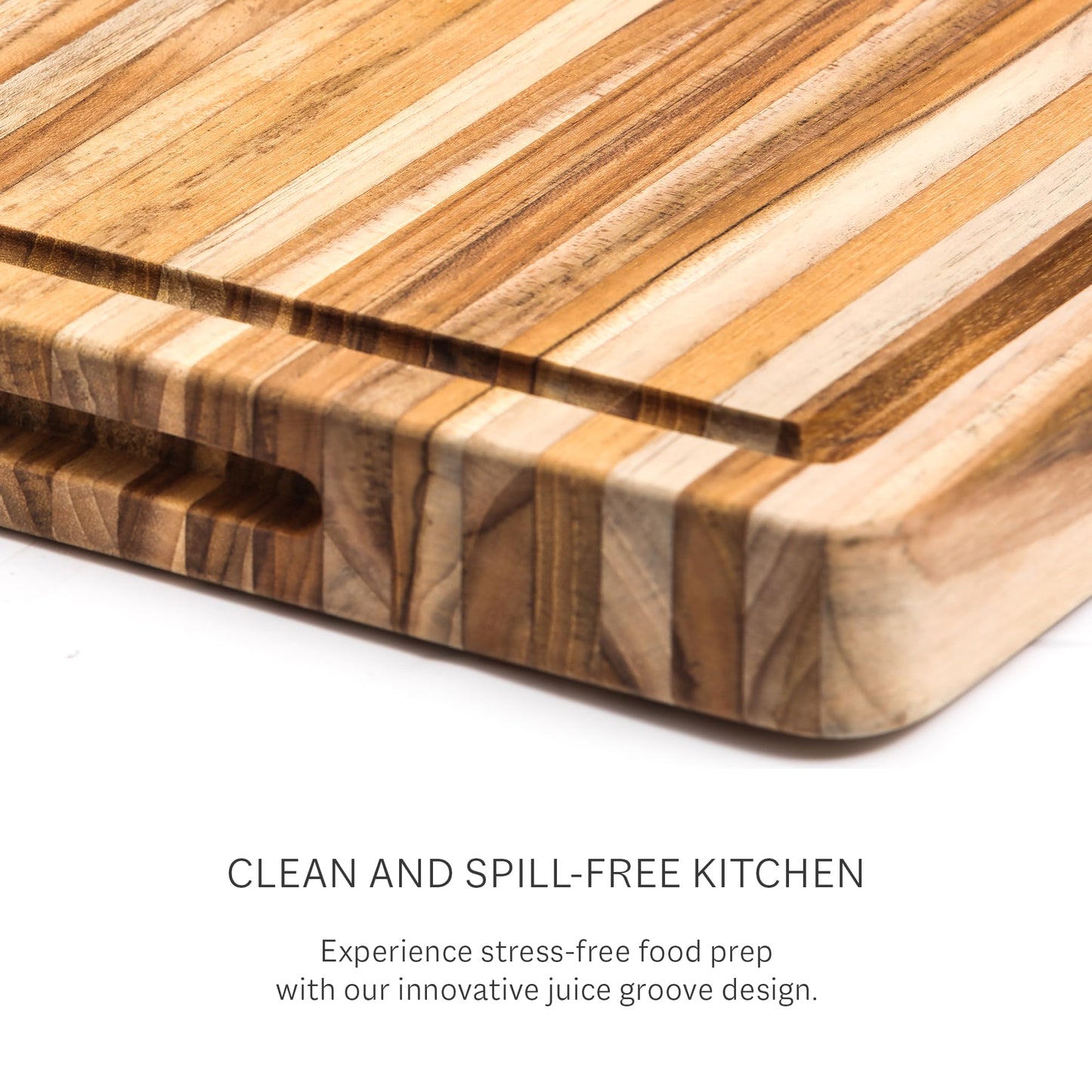 Teakhaus Butcher Block Carving Board - Extra Large Reversible Wooden Cutting Board with Juice Groove and Grip Handles - Teak End Grain Wood - Knife Friendly - FSC Certified