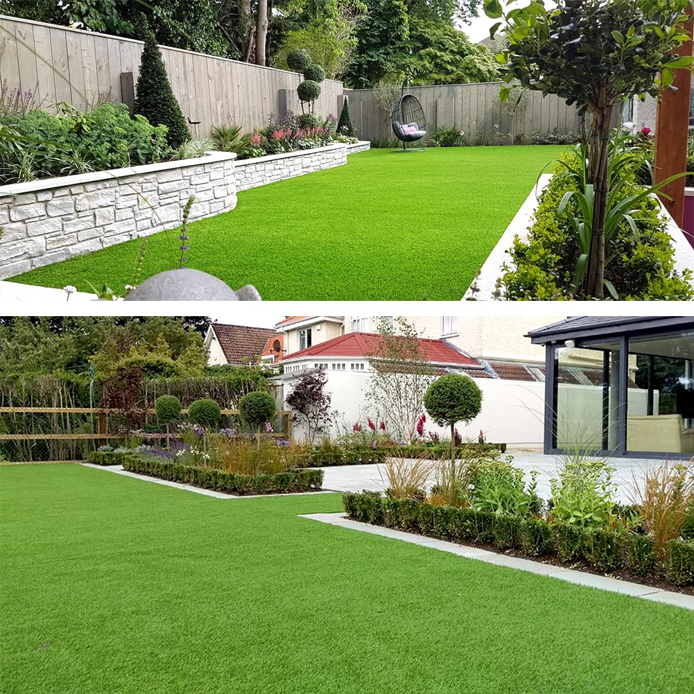 Shuonuo Deluxe Artificial Grass Turf, 1.50" Pile Height Thick Realistic Synthetic Grass Faux Astro Turf Fake Grass, 4FTX10FT,Indoor Outdoor Astro Rug Carpet for Garden Balcony with Drainage Holes