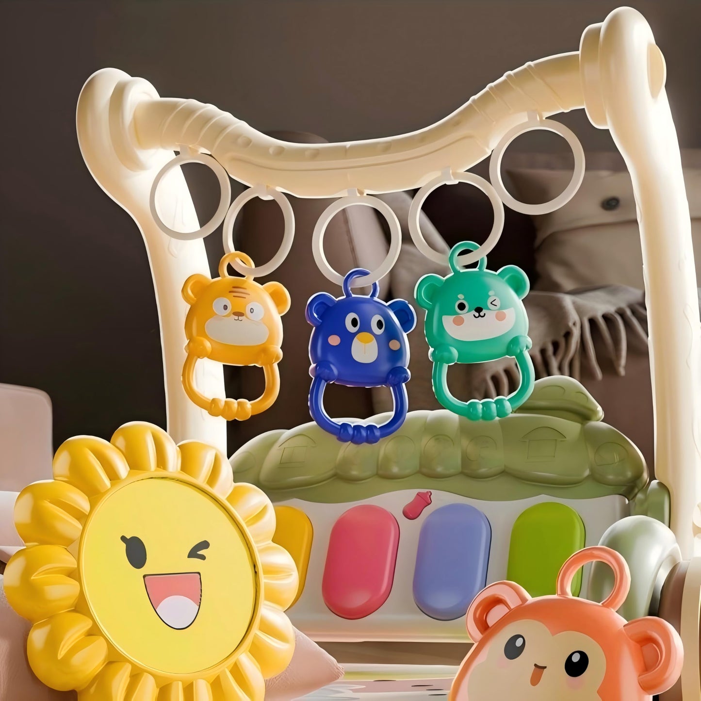 3-in-1 Baby Walker with Tummy Time Mat and Stroller Toys-Sit-to-Stand Walker for Baby Development-Ideal Baby Push Walker and 6-Month-Old Baby Must-Haves-Fun Learning Playtime