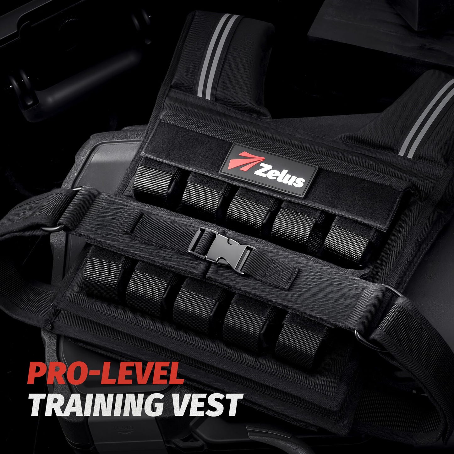 ZELUS Weighted Vest Men, 23/36/45 lb. Weight Vest with 10/16/20 Adjustable Iron Weights for Muscle Building Strength & Functional Training, Weighted Vest for Men with Reflective Strips, 45 lb.