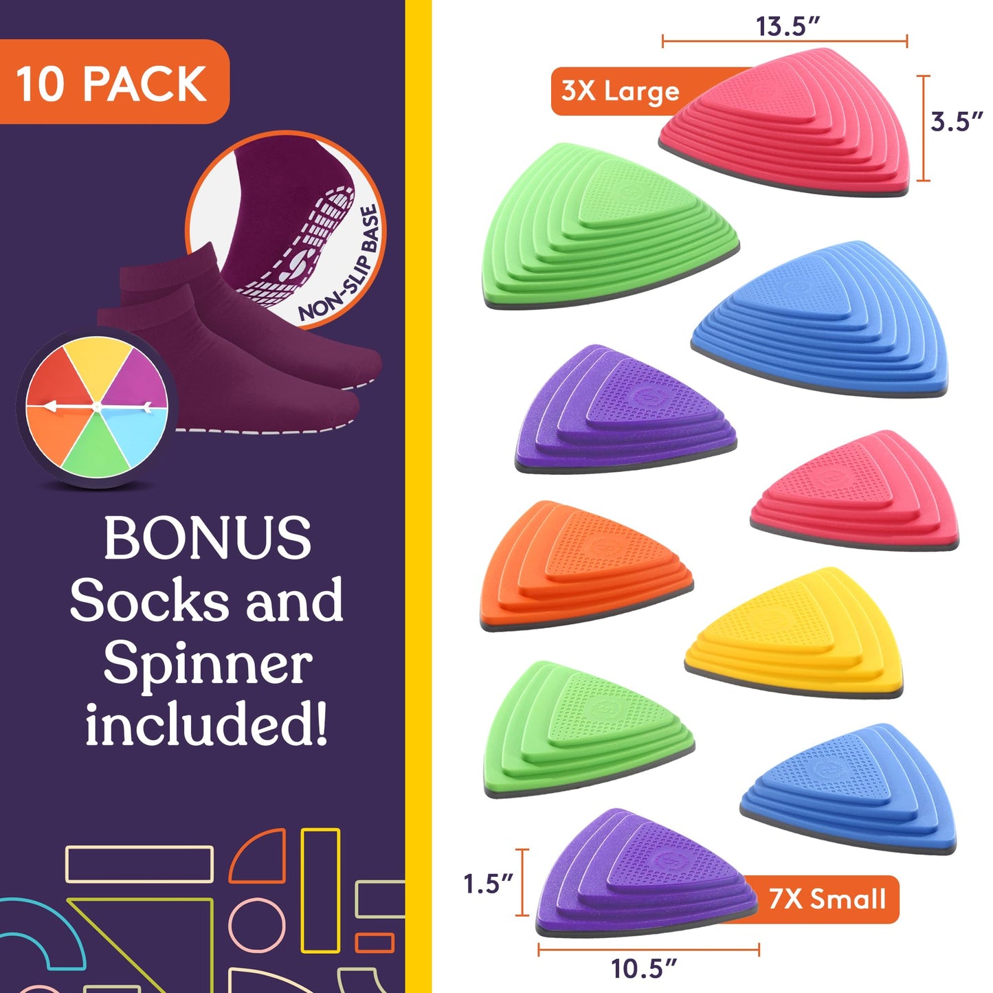 Special Supplies 10 Stepping Stones for Kids Indoor and Outdoor Balance Blocks Promote Coordination, Balance Strength Child Safe Rubber, Non-Slip Edging (Primary)
