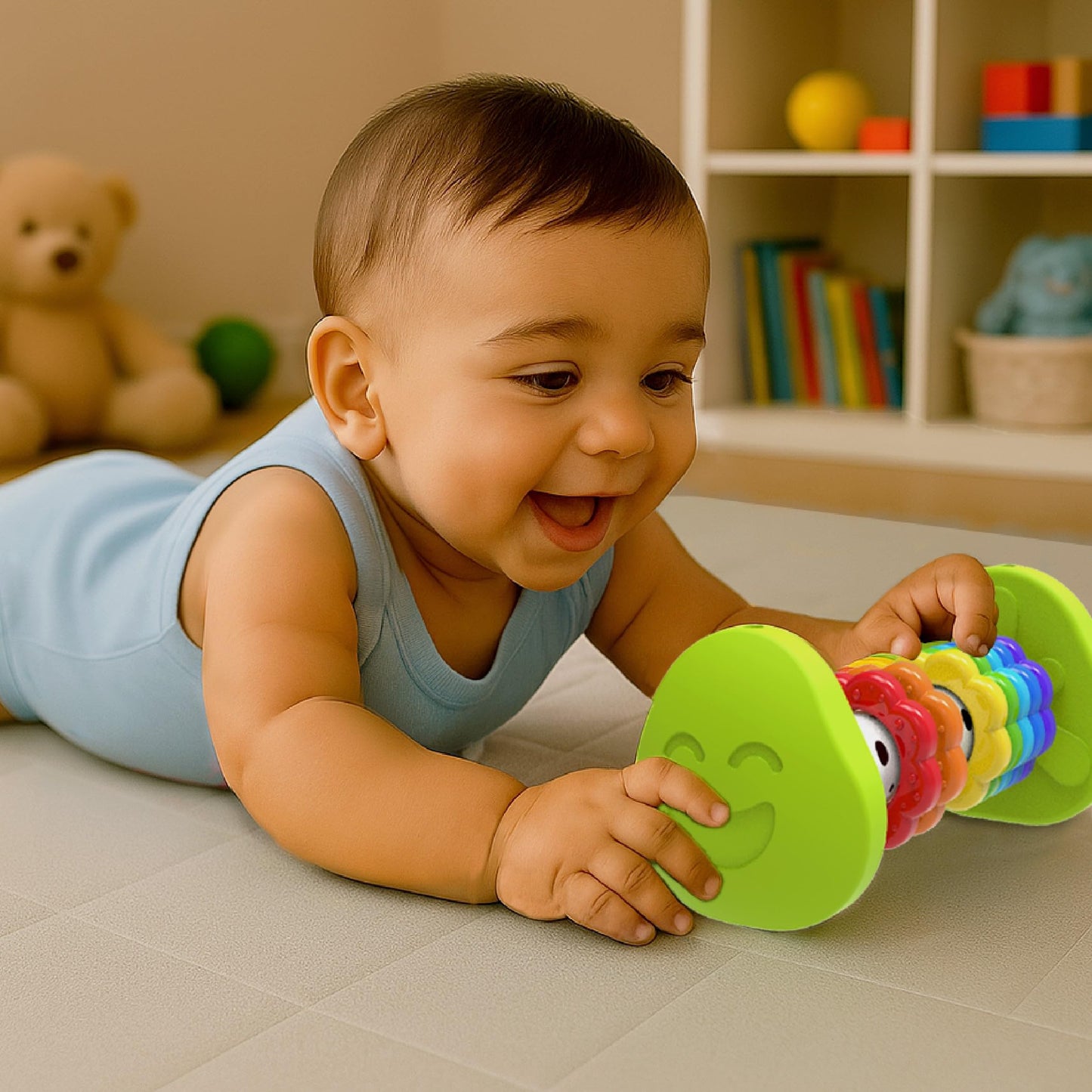 Imagimake Tummy Time Roller | Leaps & Bounds Baby Toys for 3+ Months | Early Learning Toy for Toddlers & Infants | 2-in-1 Play & Grow - Squeaky Sounds | Non-Toxic | Newborn Baby Gift for 3+ Months