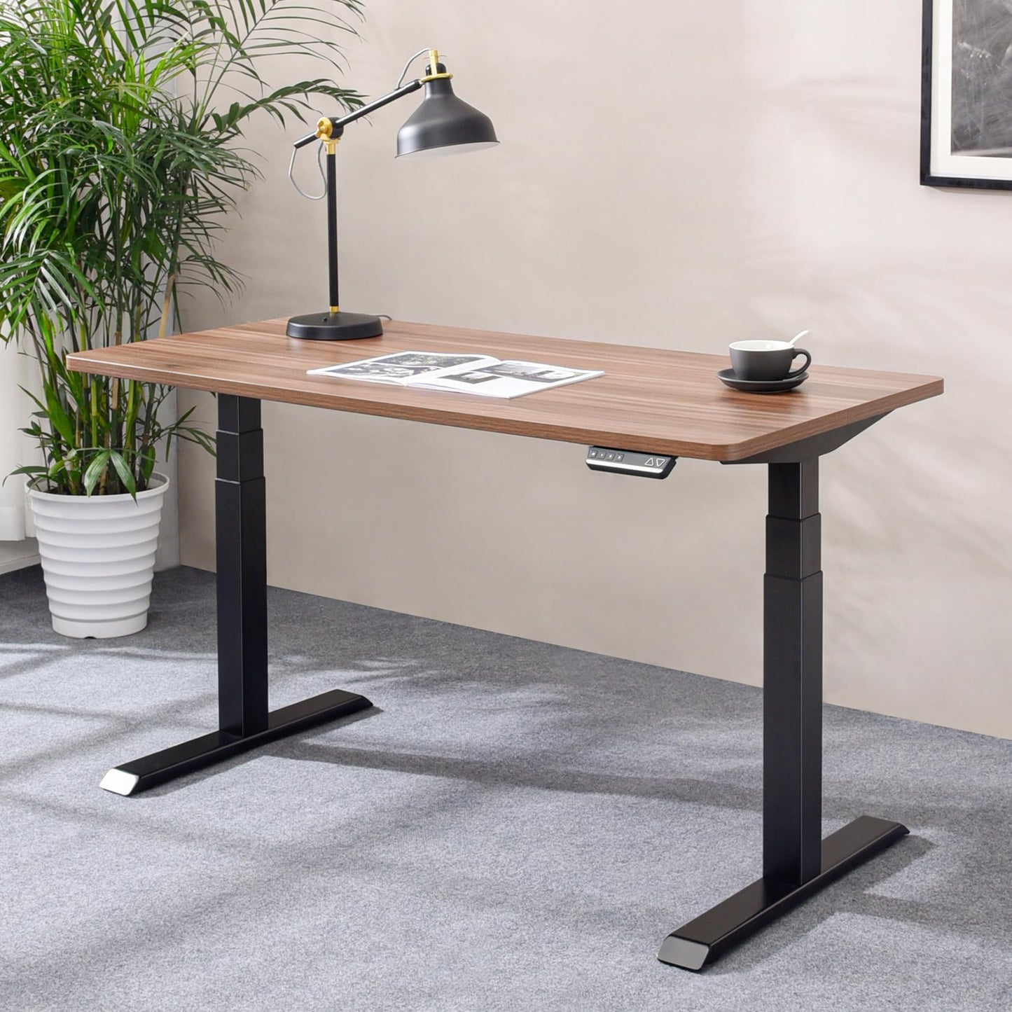 Fromann Dual Motor Standing Desk Frame 3 Tier Legs Sit Stand up Electric Height Adjustable Desk Base for Home and Office (Black)