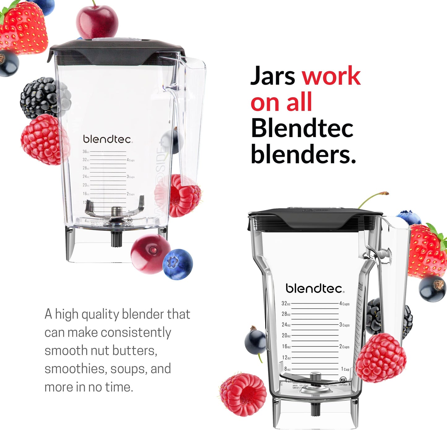 Blendtec Classic 575 Blender- WildSide+ Jar (90oz) and Four Side Jar (75oz) BUNDLE- 4 Pre-programmed Cycles-5-Speeds - Professional-Grade Power-Self-Cleaning - Black