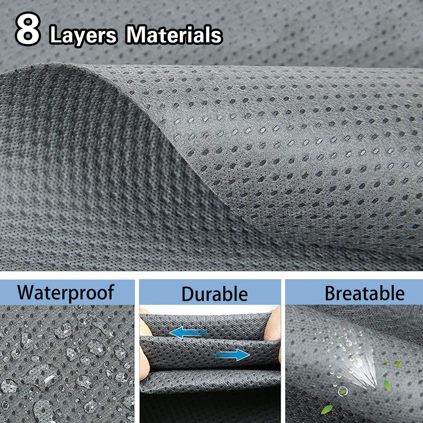 RV Cover Upgraded 8 Layers Top Camper Cover Windproof Travel Trailer Cover RV, Tire Cover,Hauler Cover with Tongue Jack Cover, Extra Long Windproof Ropes (20-22FT)