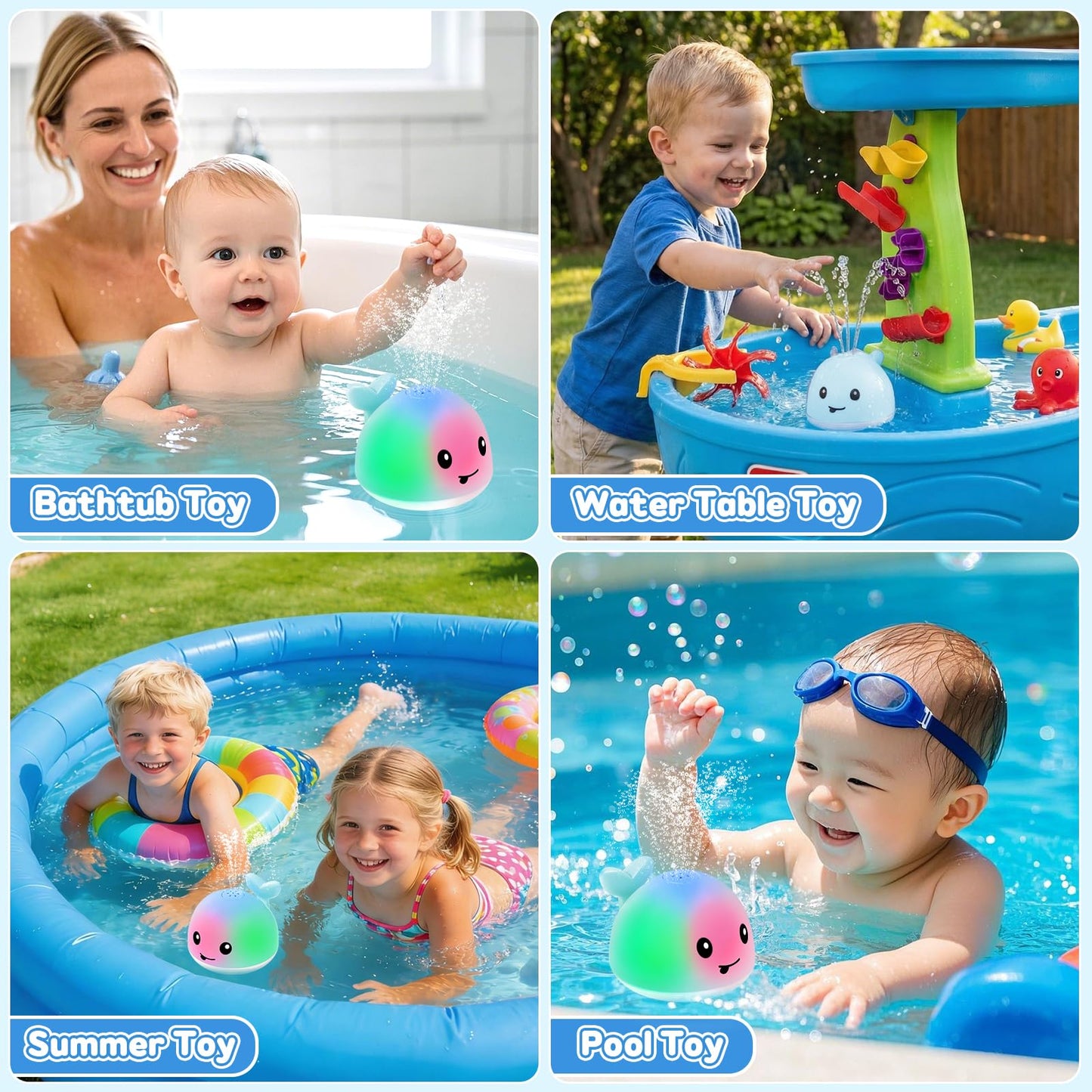 Baby Bath Toys for Kids Ages 1-3, Pool Water Toys for Baby 1 2 3 Year Boy Girl, Whale Bath Toy Sprinkler Light up Bath Toys for Babies 6-12 Months, Toddlers Bathtub Toys Baby Birthday Gifts